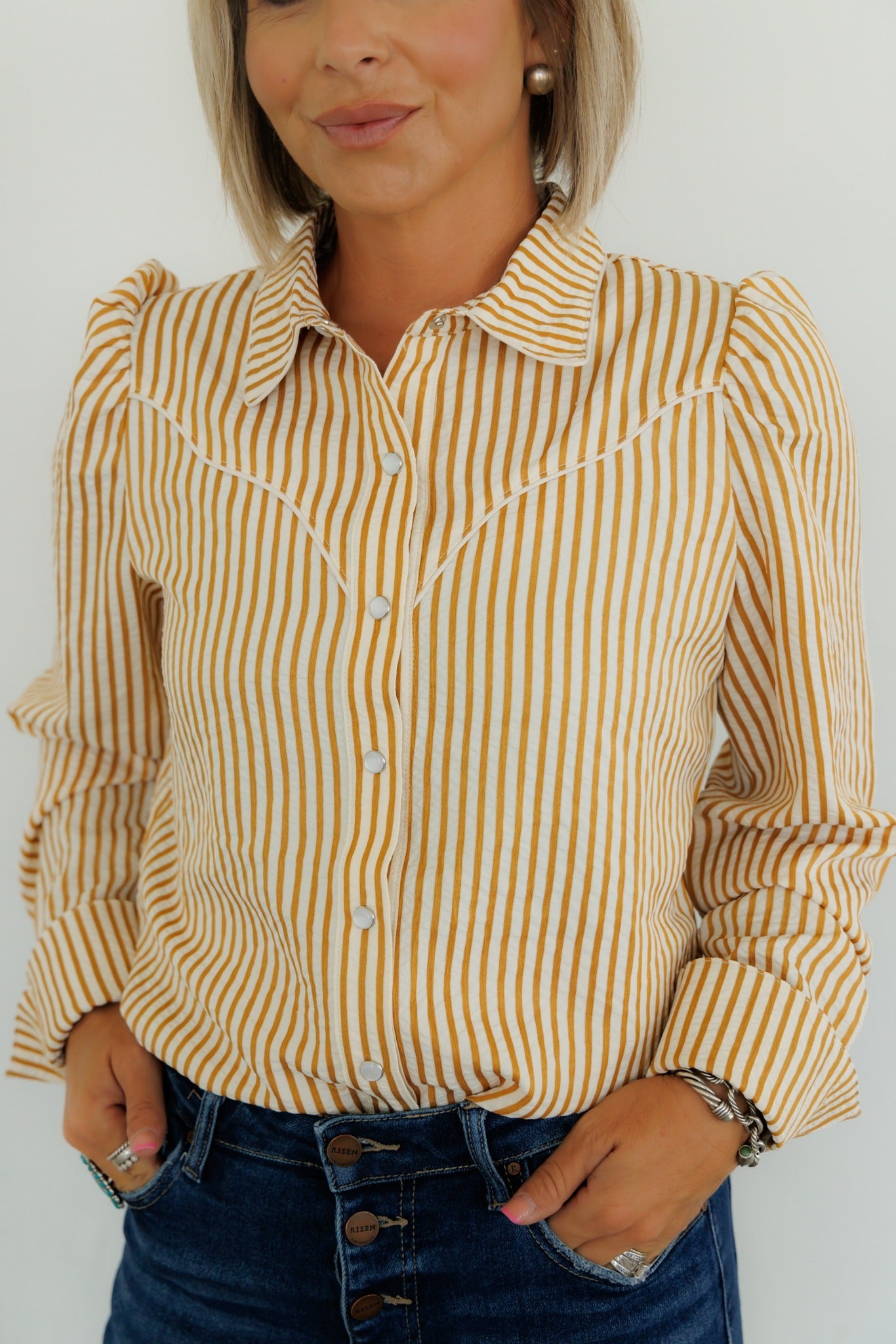 Pearl Snap, Mustard Stripe HH2725 (Pack of 7)