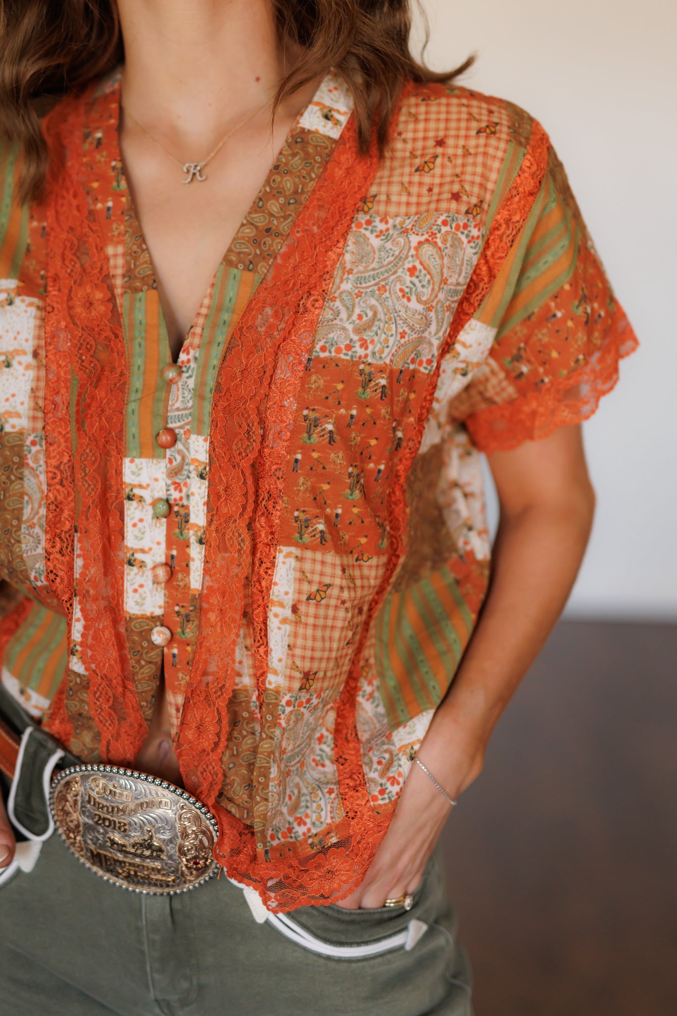 Top, Copper Canyon Patchwork Lace Top HH2760 (PACK of 7)