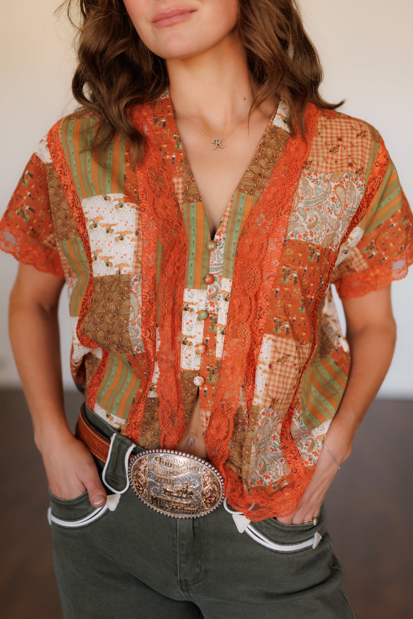 Top, Copper Canyon Patchwork Lace Top HH2760 (PACK of 7)