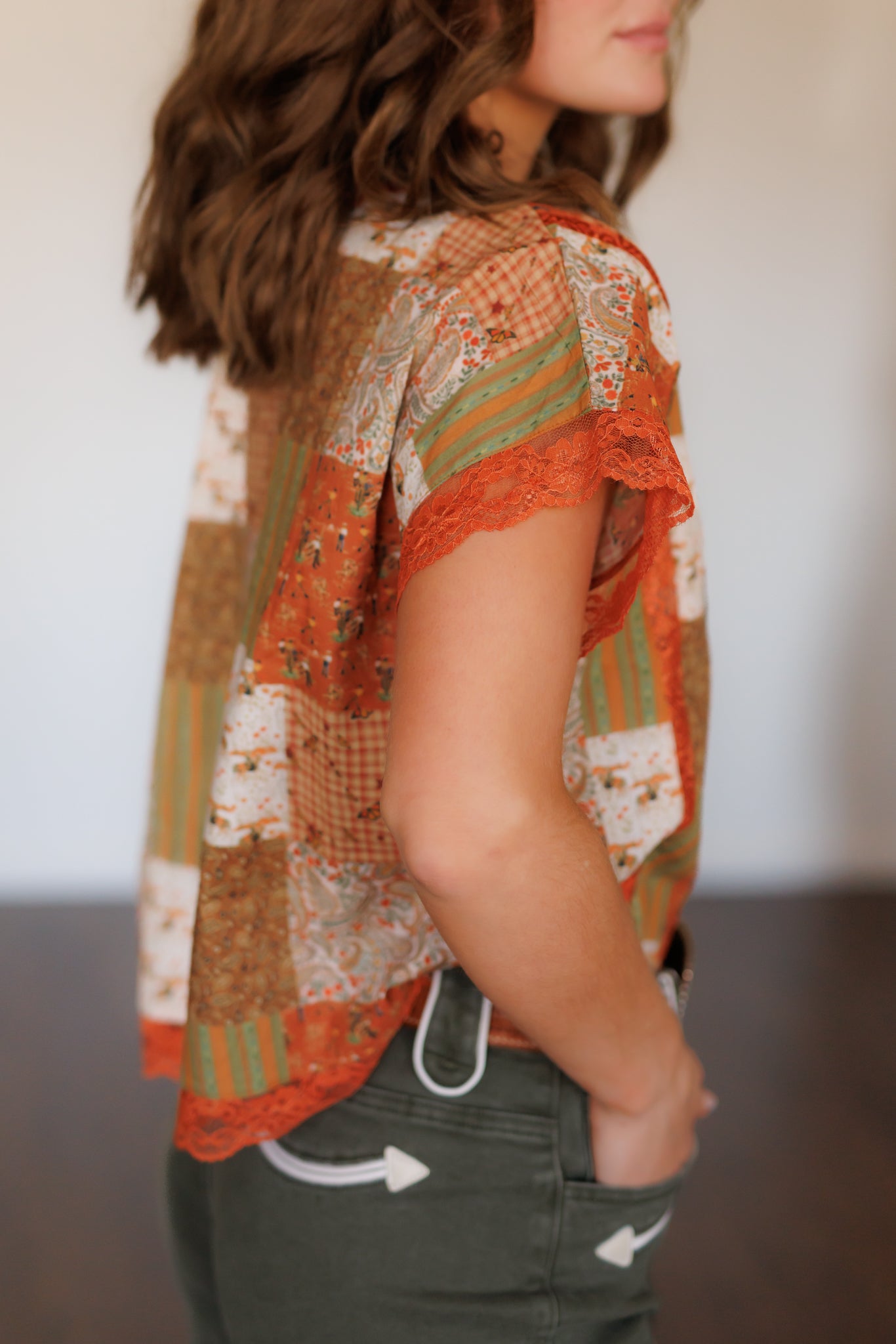 Top, Copper Canyon Patchwork Lace Top HH2760 (PACK of 7)