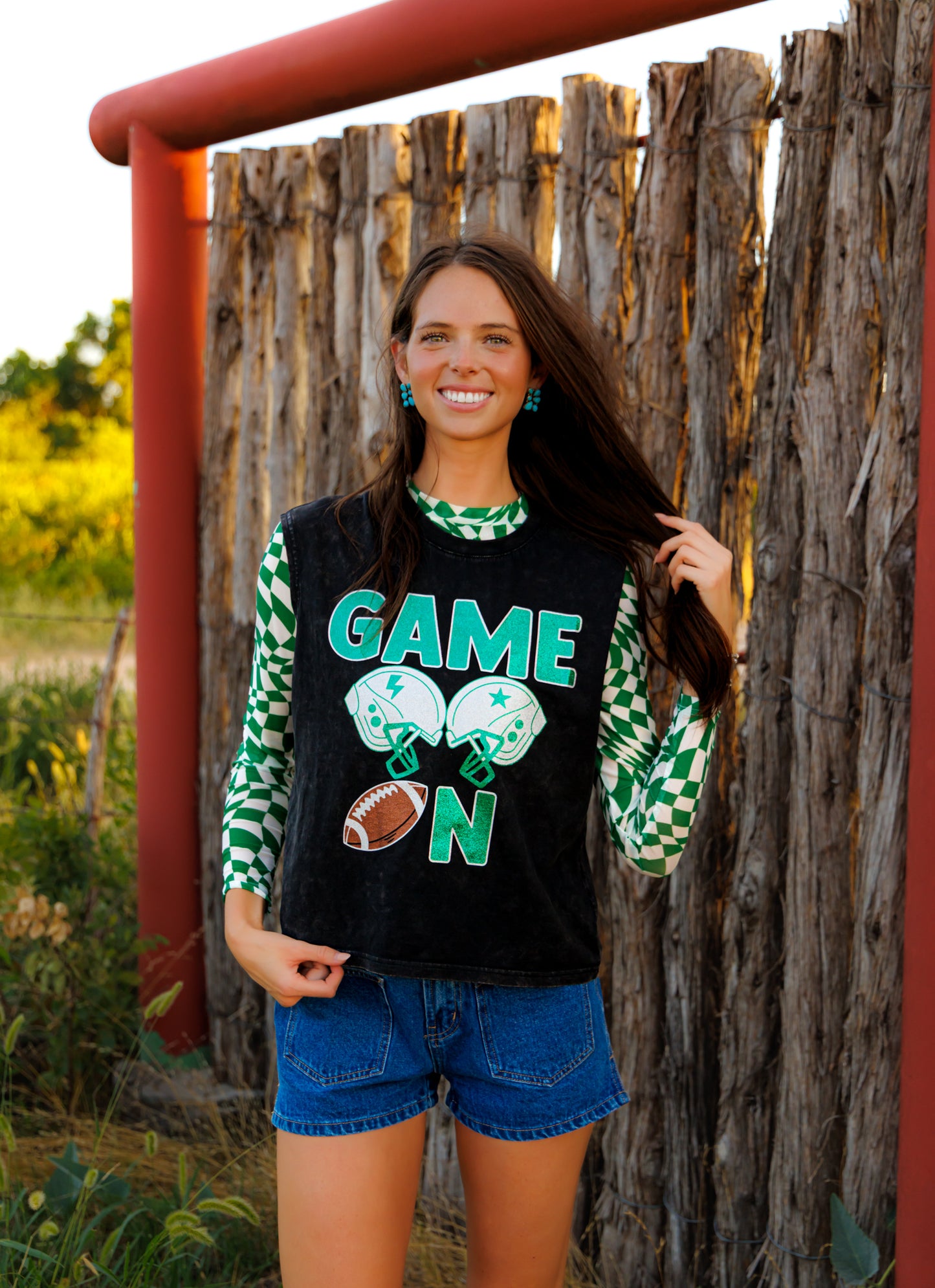 Tank, Glitter Game On Green HH307 (Pack of 7)