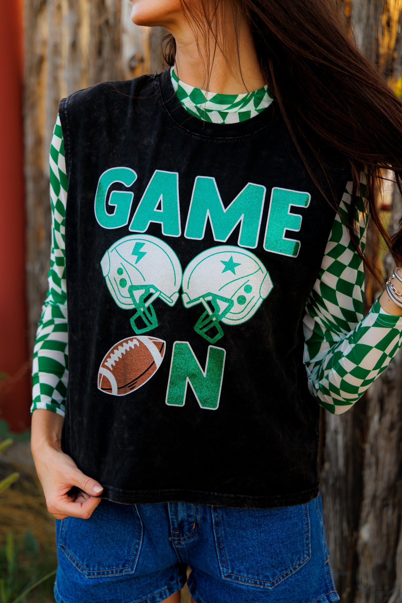 Tank, Glitter Game On Green HH307 (Pack of 7)