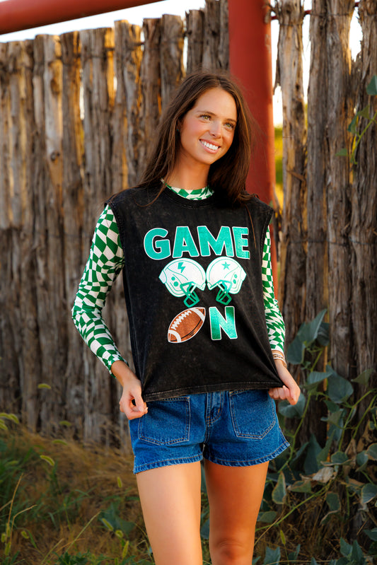 Tank, Glitter Game On Green HH307 (Pack of 7)