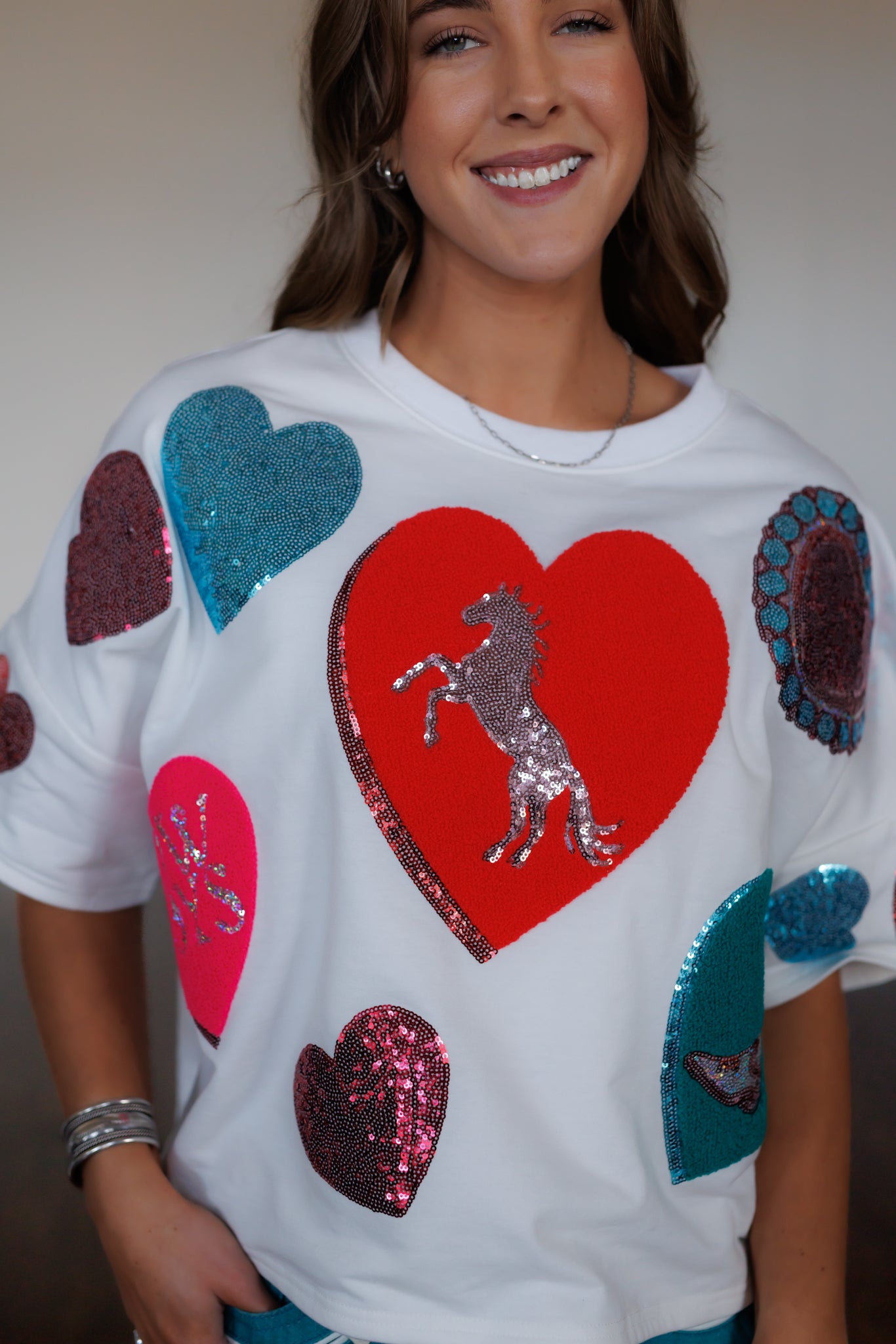 HH408, Dolman Heart Cowboy Sequin (Pack of 7)