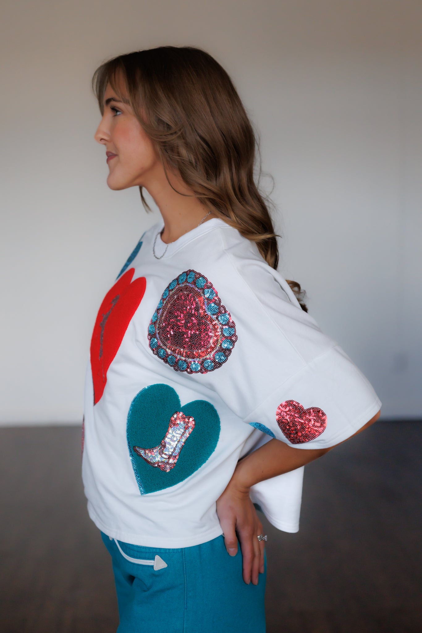 HH408, Dolman Heart Cowboy Sequin (Pack of 7)