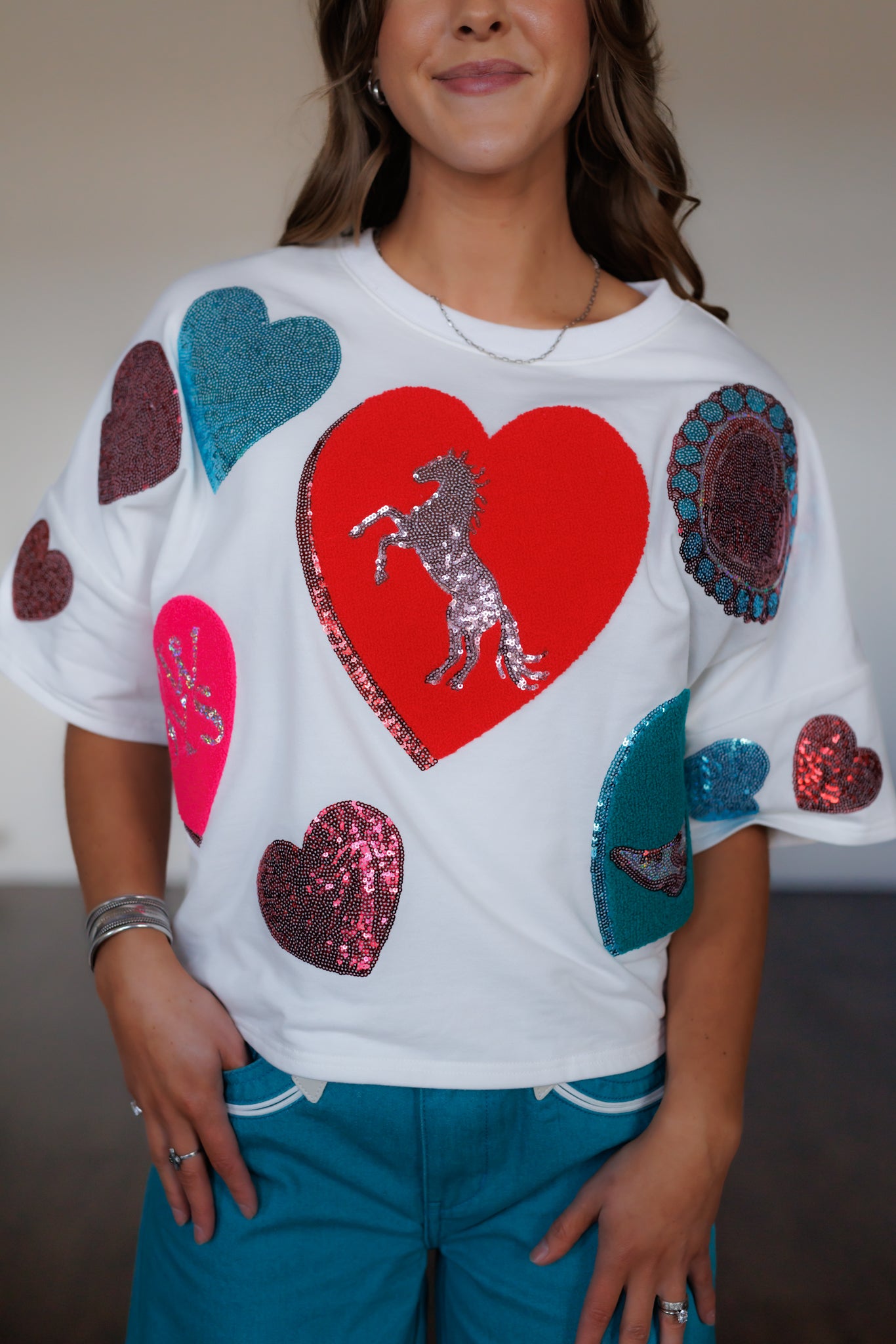 HH408, Dolman Heart Cowboy Sequin (Pack of 7)
