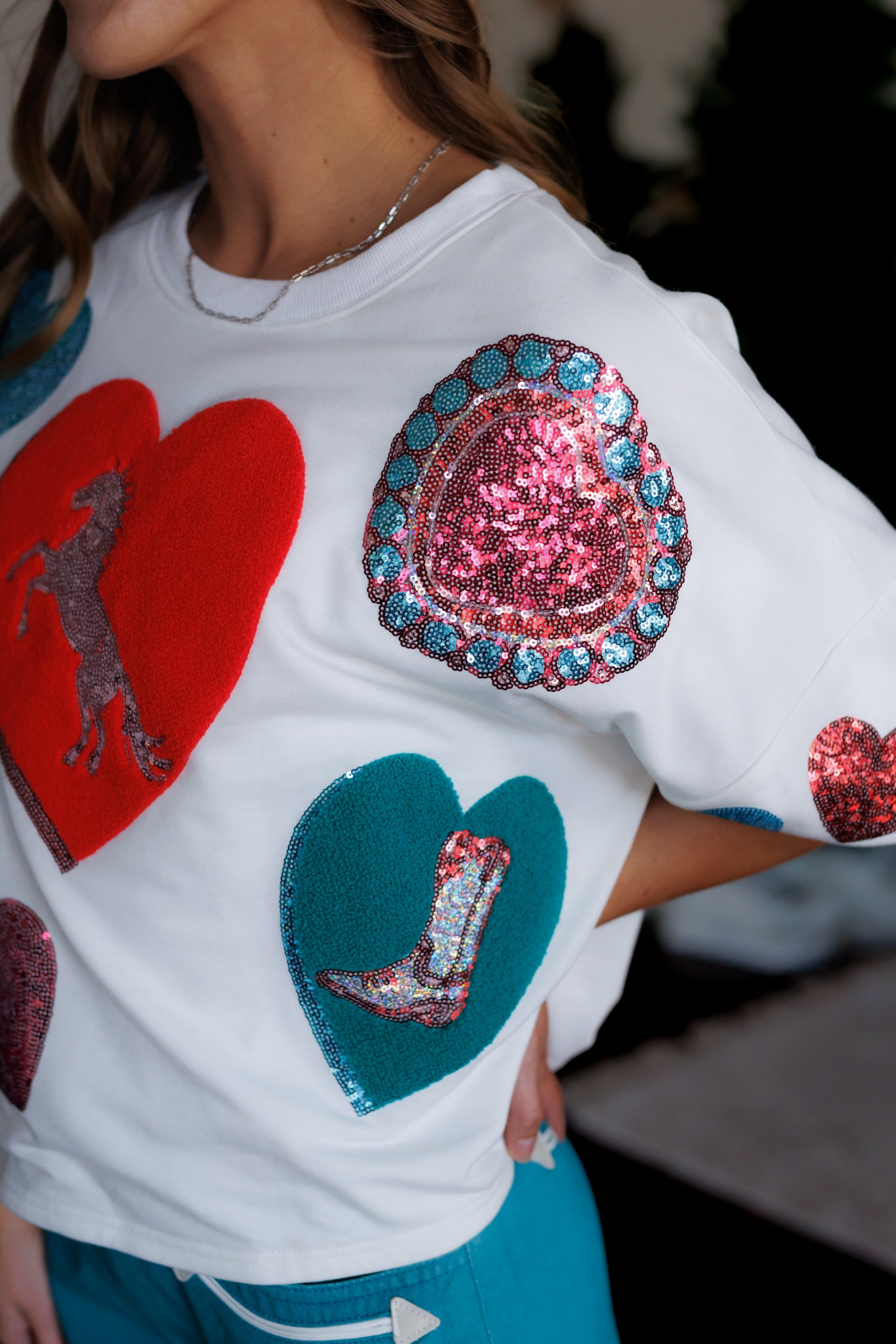 HH408, Dolman Heart Cowboy Sequin (Pack of 7)