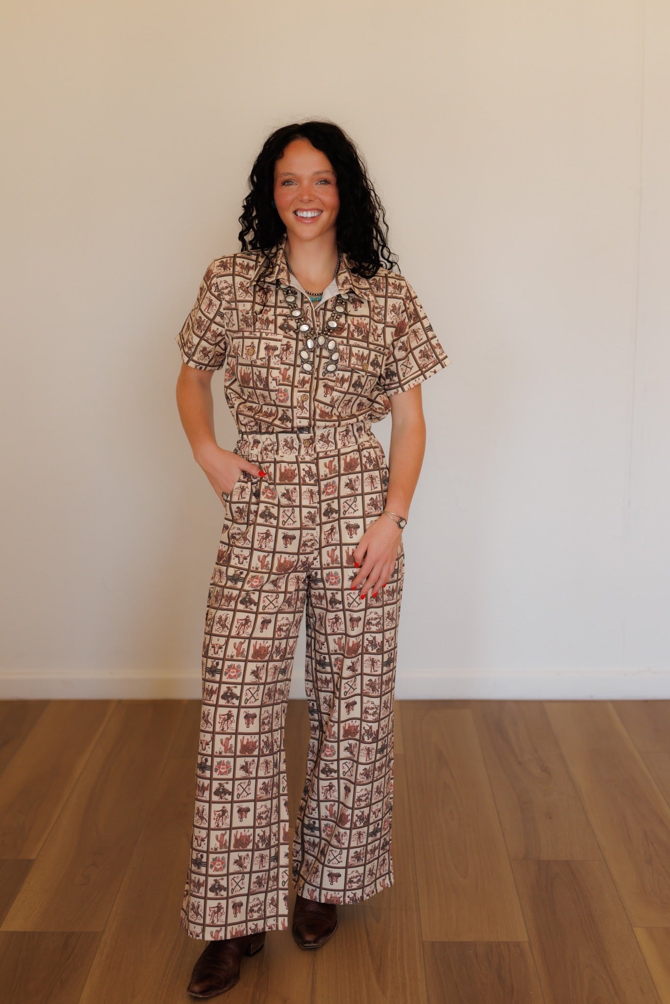 Romper, Brown Western Square HH70 (Pack OF 7)