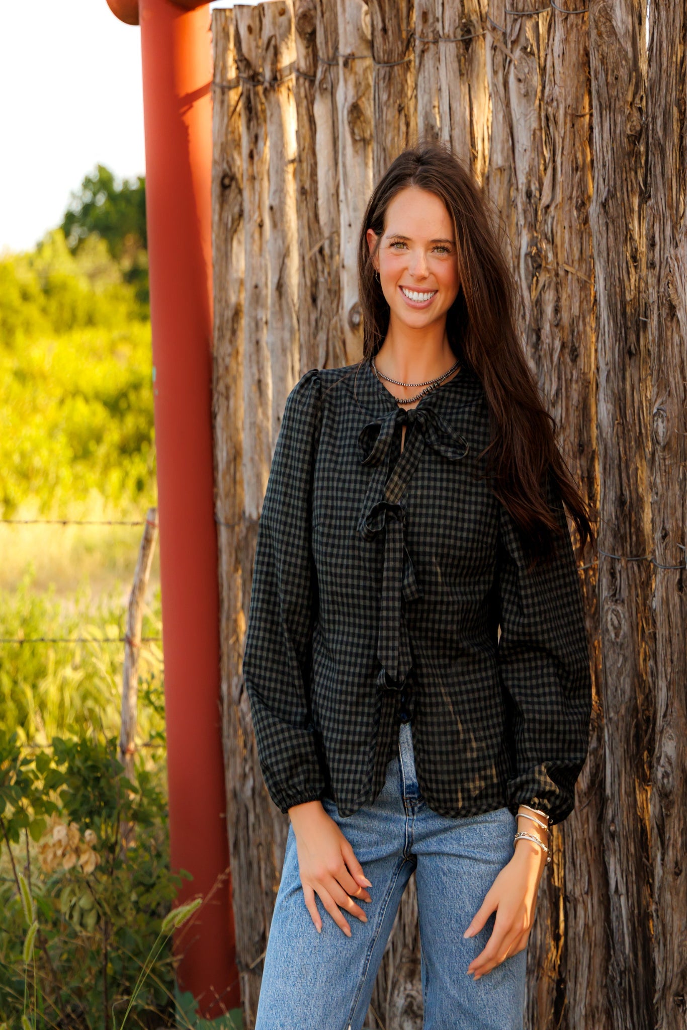 Tie Top, Black/Grey Gingham HH828(Pack of 7)