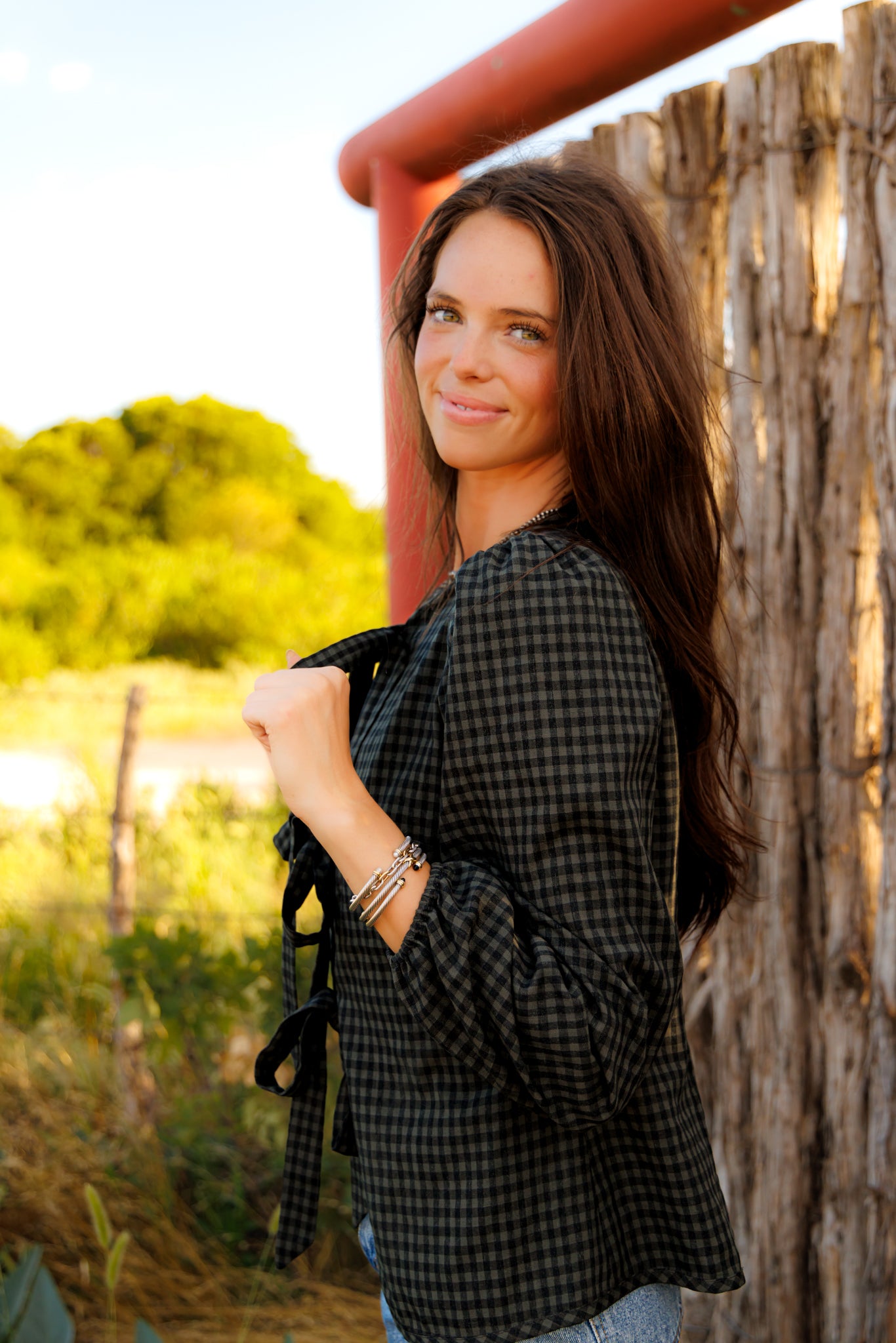 Tie Top, Black/Grey Gingham HH828(Pack of 7)