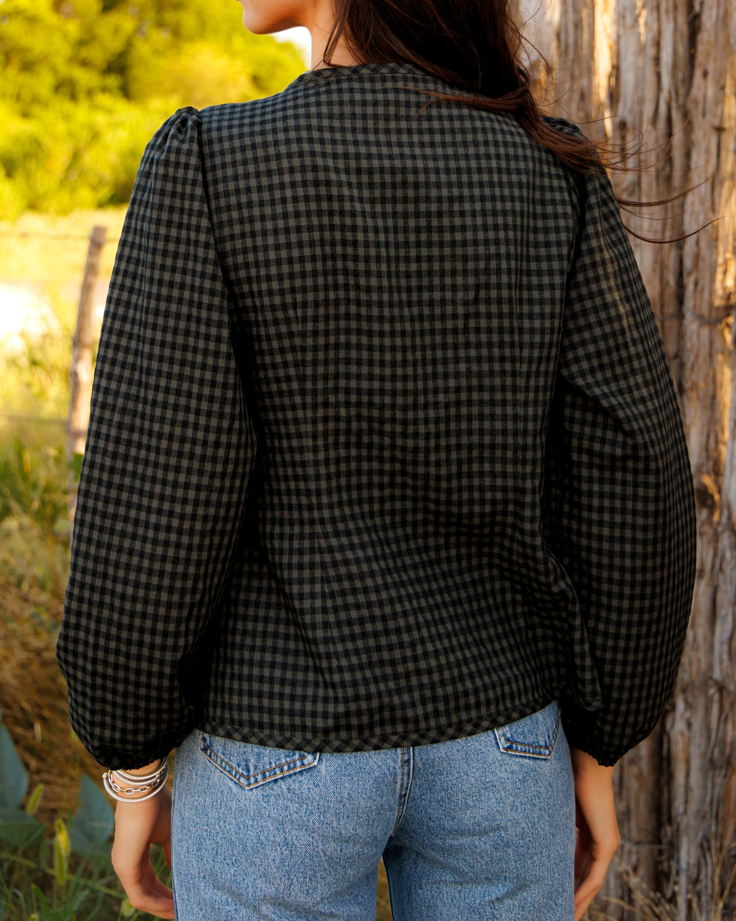 Tie Top, Black/Grey Gingham HH828(Pack of 7)