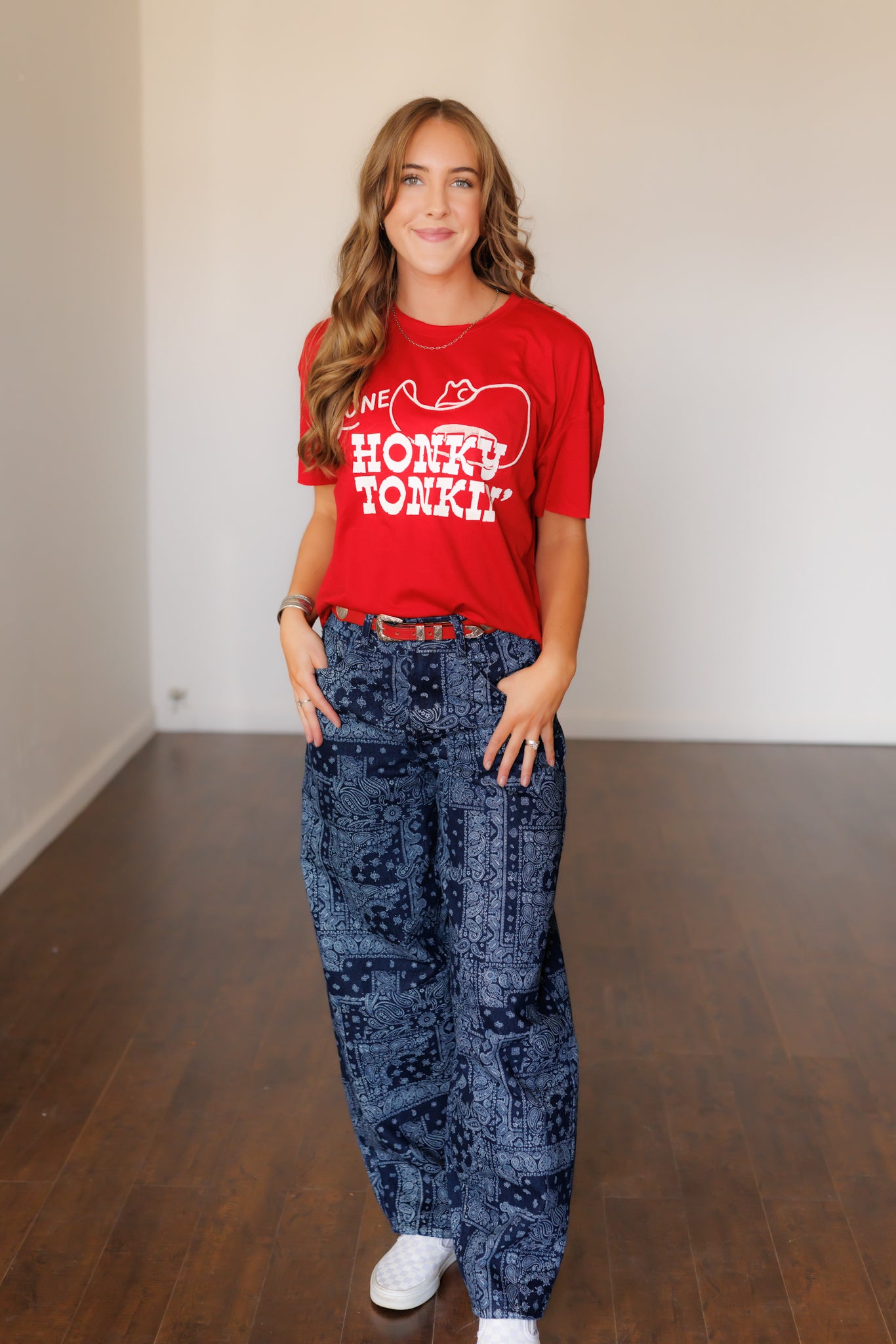 T-Shirt, Red Gone Honky Tonkin Top HH1412 (Pack of 7)