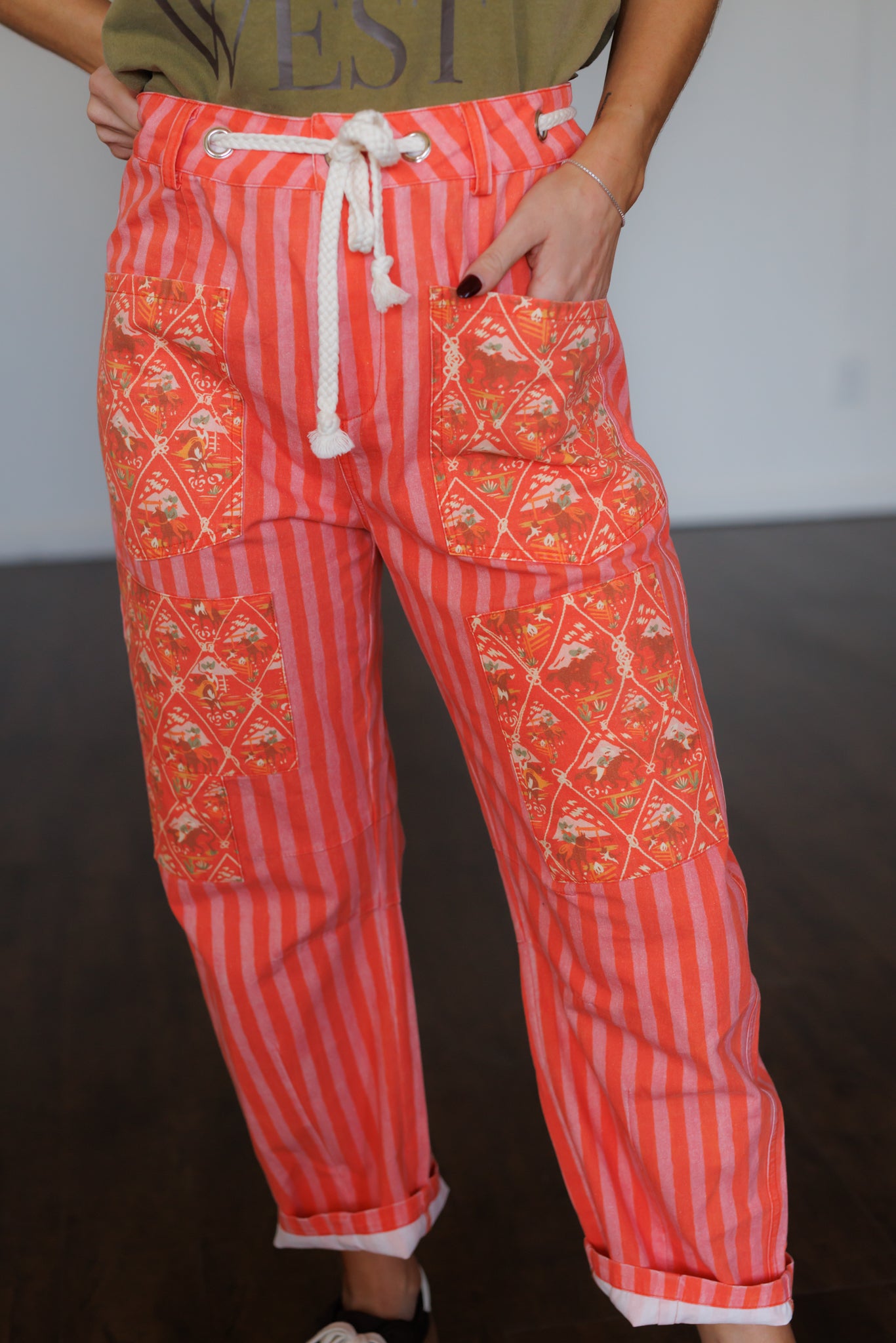 Pants, Red/Pink Drawstring Barrel HH8811PACK OF 7)