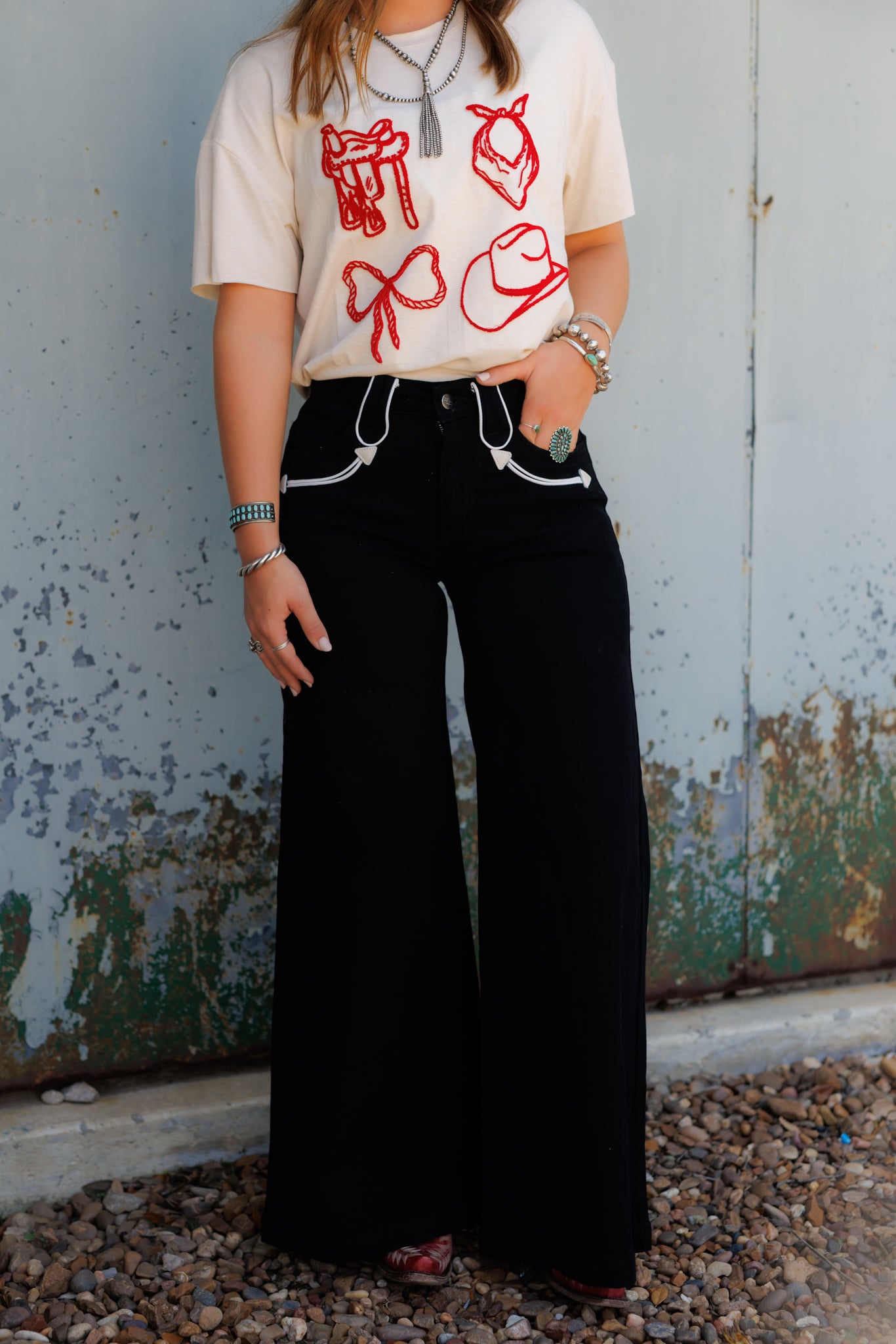 Pants, Black Smiley Wide Leg HH8900 (Pack OF 7)