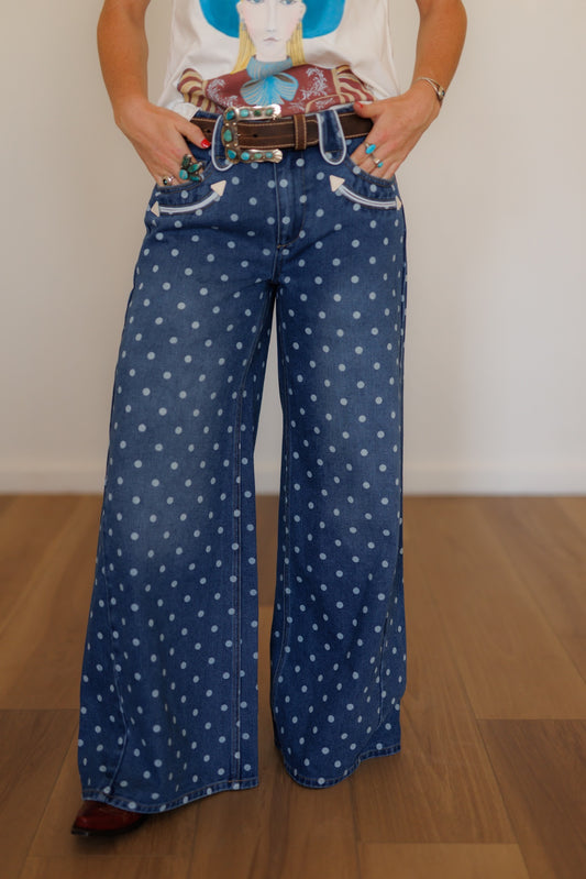 Pants, Denim Polka Dot Wide Leg HH8900 (Pack OF 7)