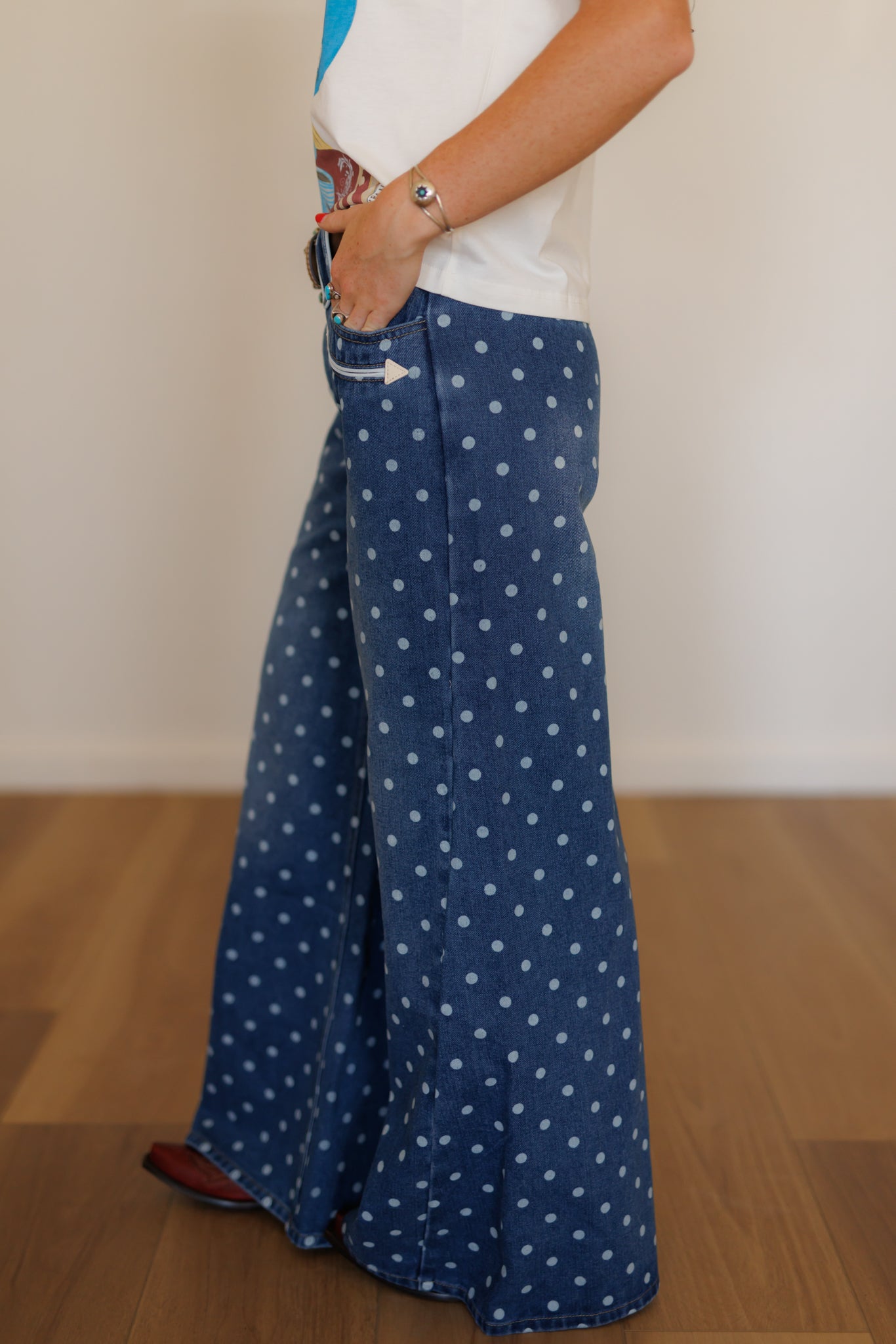 Pants, Denim Polka Dot Wide Leg HH8900 (Pack OF 7)