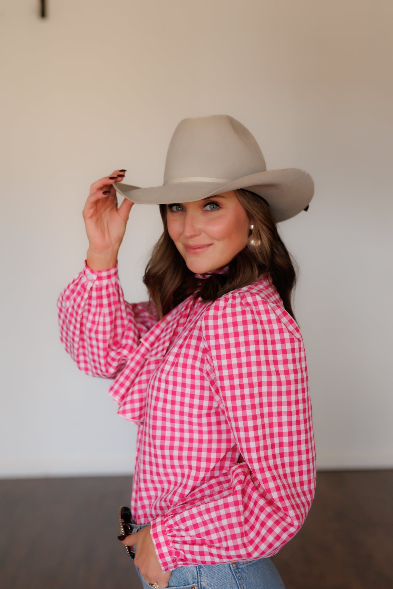 Top, Pink Gingham Ruffle Tie HH2731(Pack of 7)