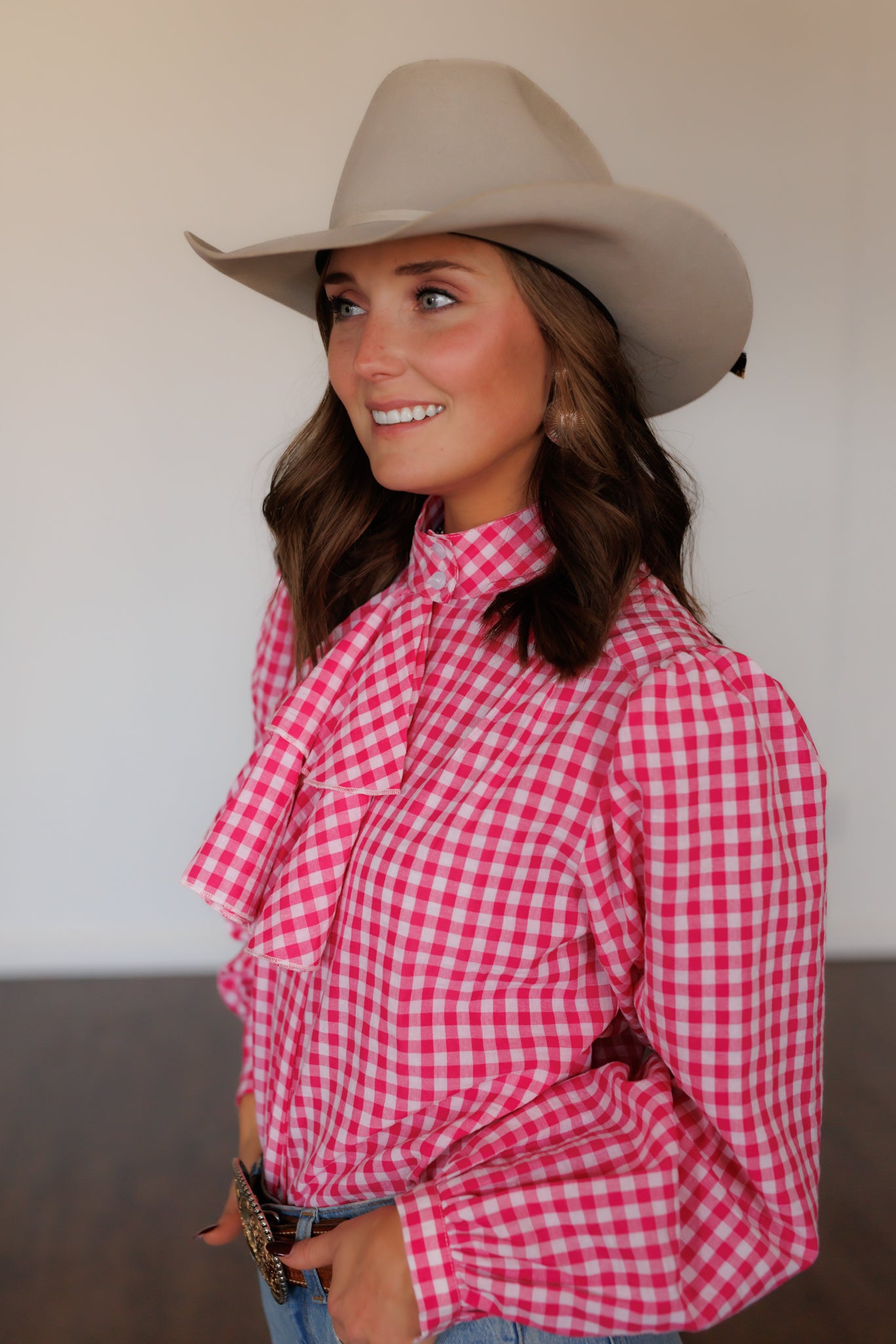 Top, Pink Gingham Ruffle Tie HH2731(Pack of 7)