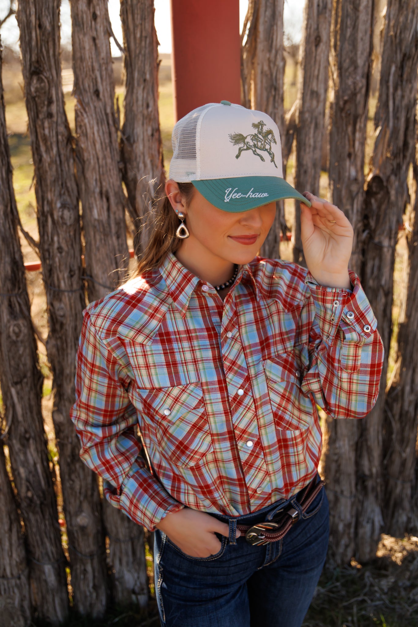 IS HH5401 OLIVE YEEHAW TRUCKER HAT