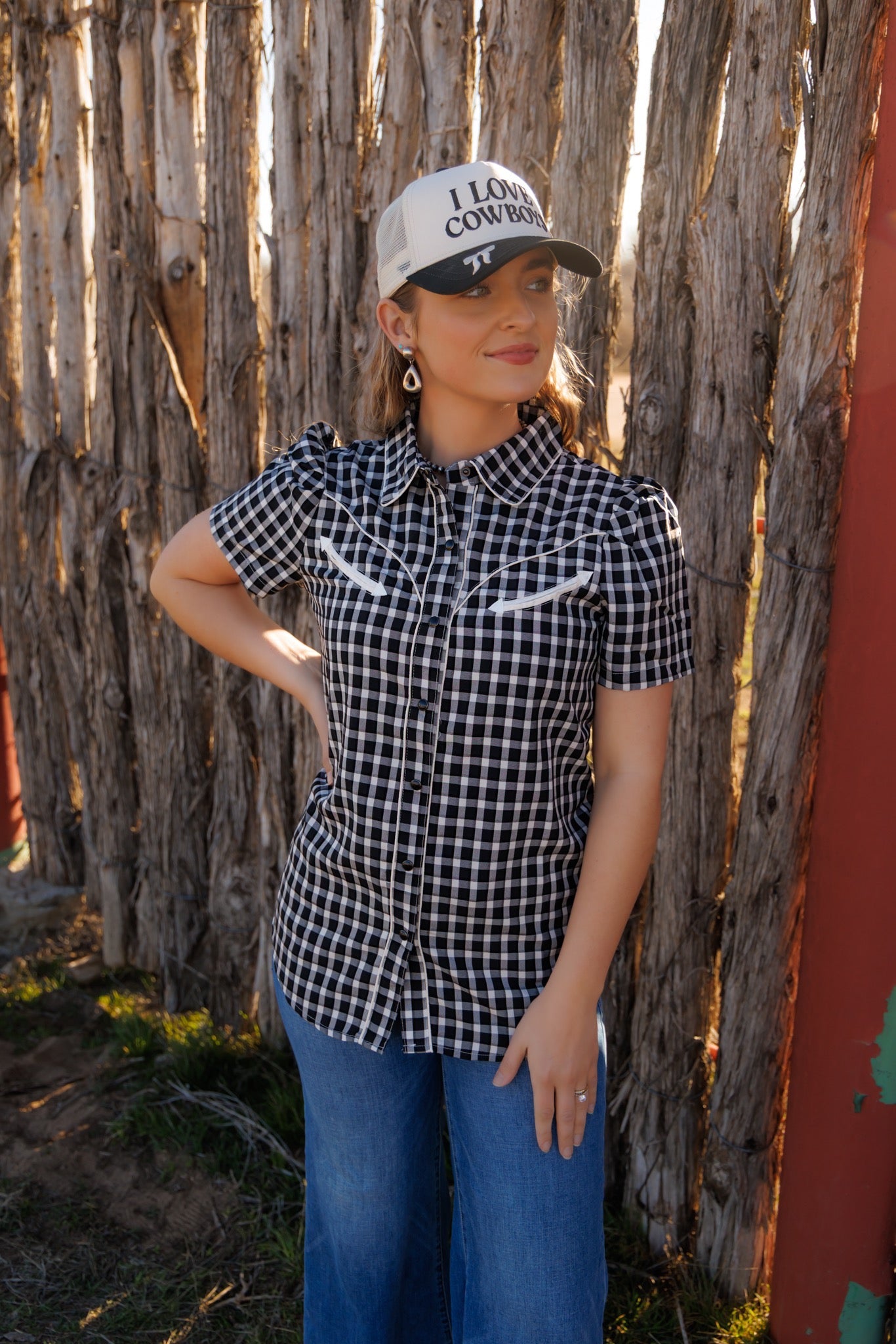 Pearl Snap, Black Gingham SS HH2707 (Pack of 7)