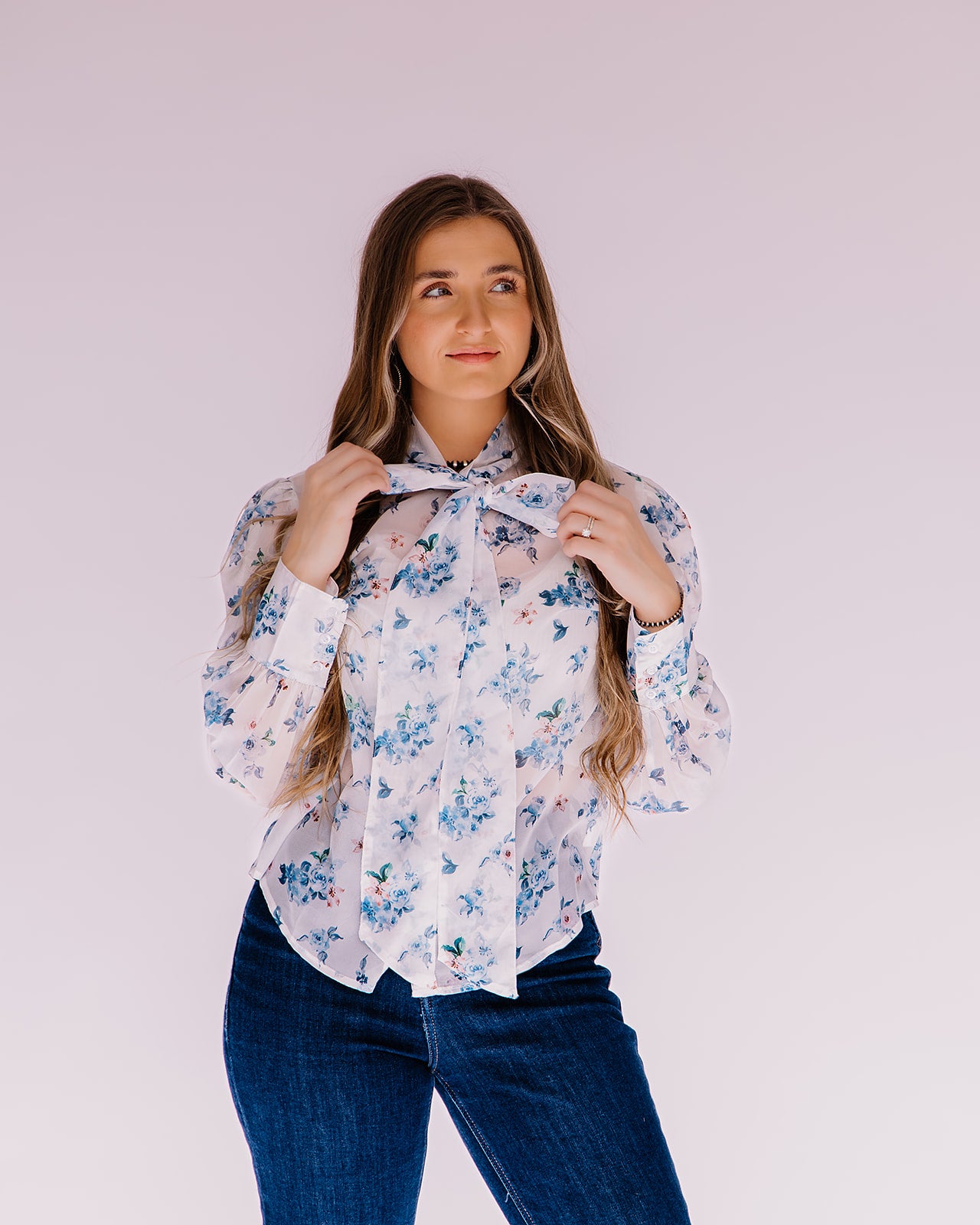 Tie Top, Blue Floral HH2712(Pack OF 7)