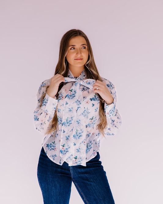 Tie Top, Blue Floral HH2712(Pack OF 7)