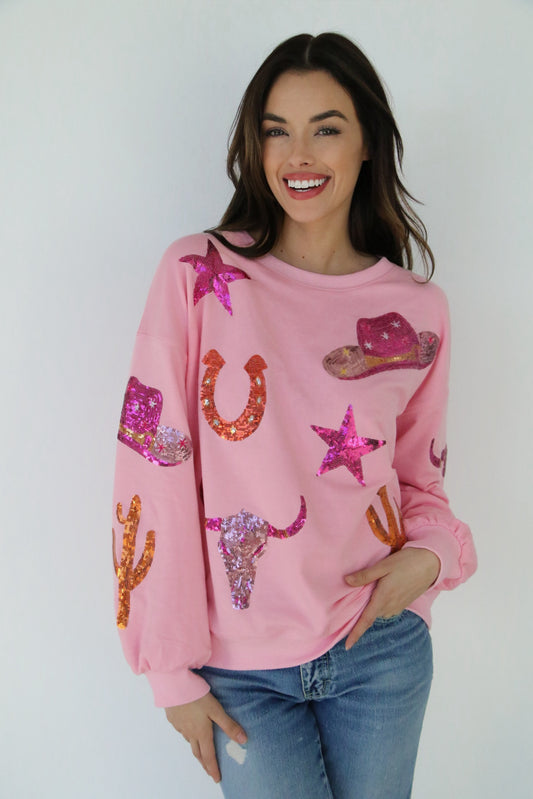 Sweatshirt, Pink Western Things HH1063 (Pack OF 7)