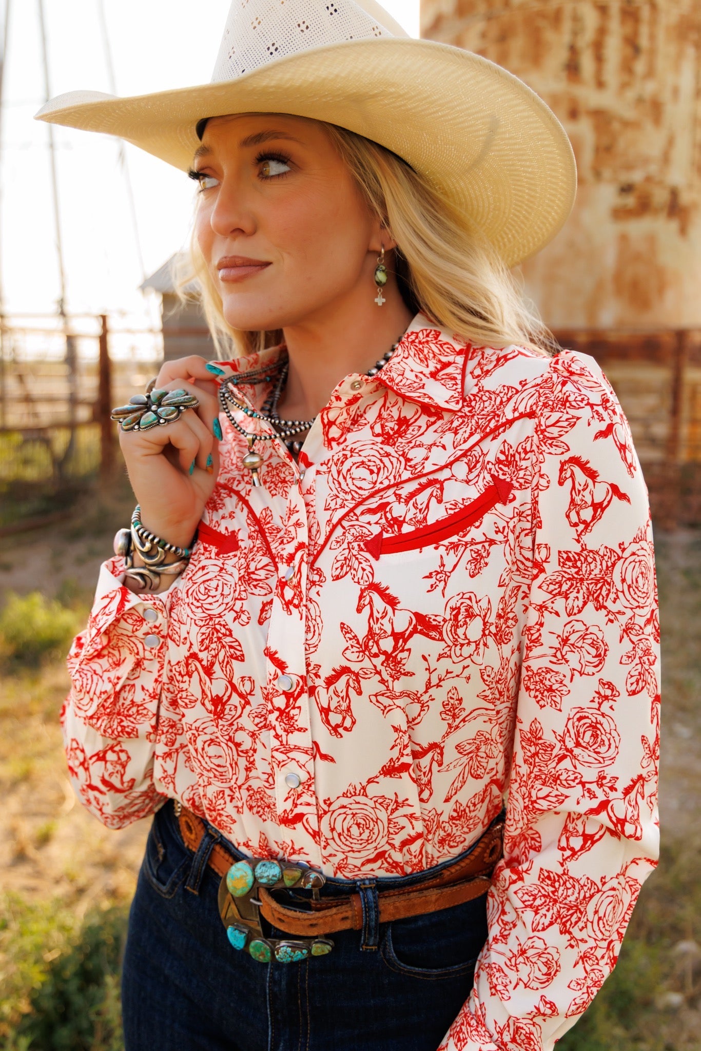 Pearl Snap, Performance Red Floral (Pack of 7)