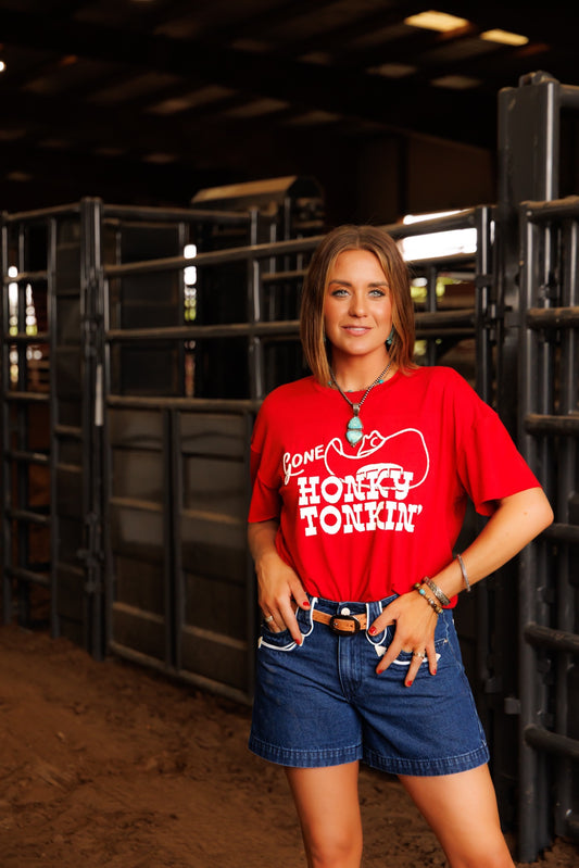 T-Shirt, Red Gone Honky Tonkin Top (Pack of 7)