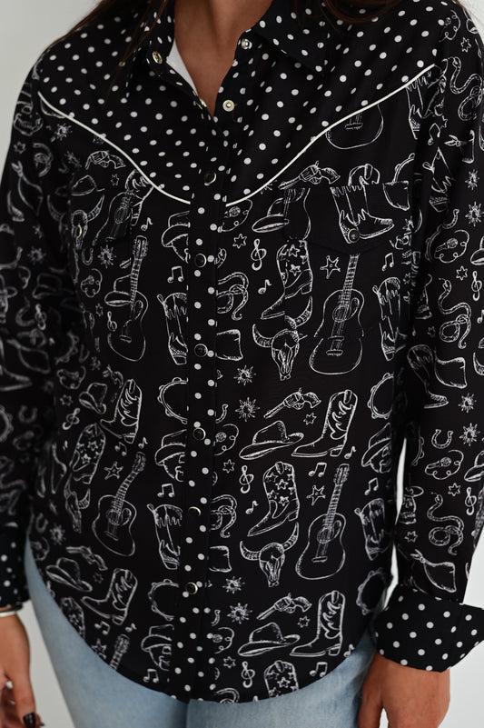 Pearl Snap, Black White Cowboy HH2709 (Pack OF 7)