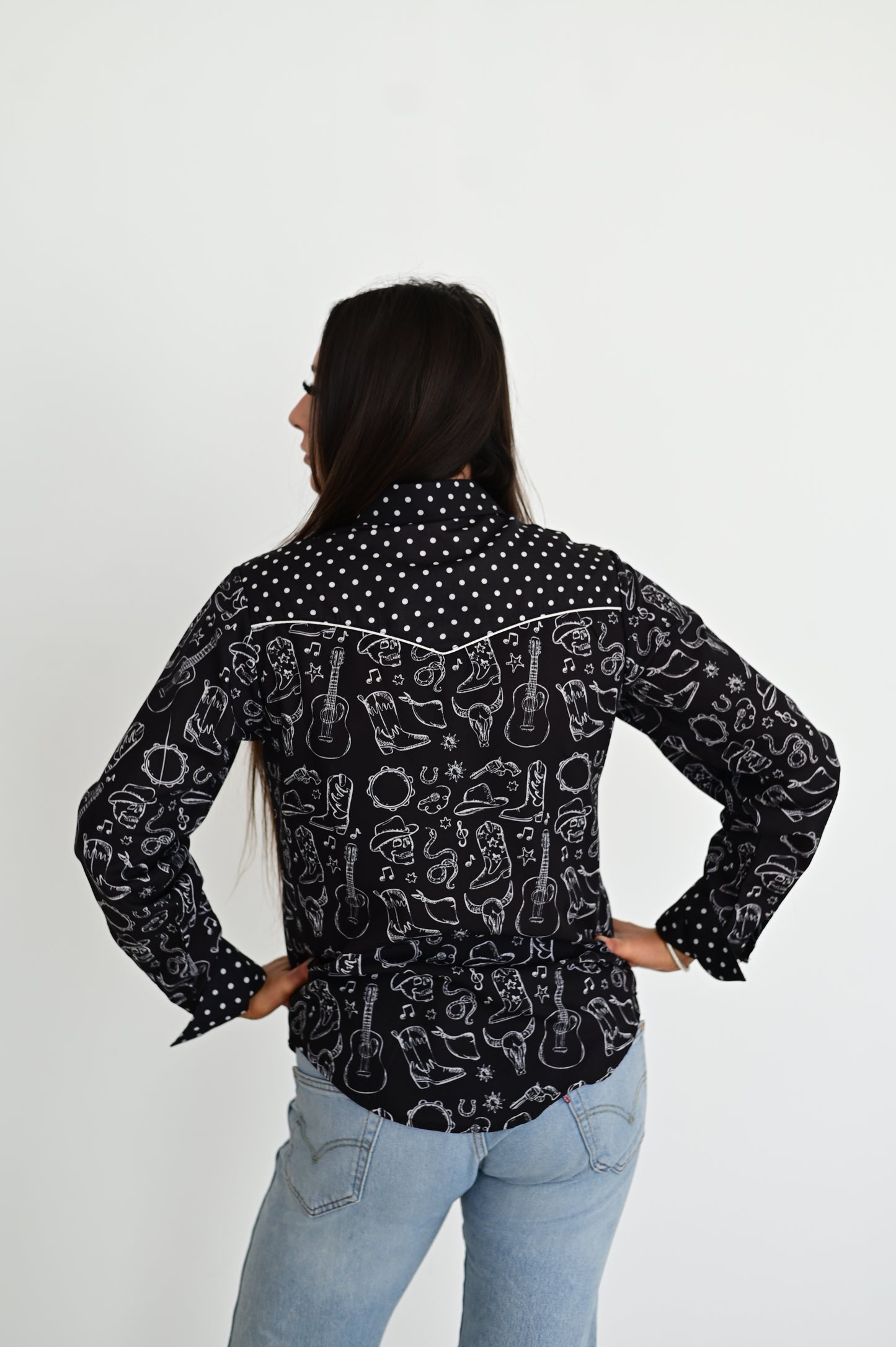 Pearl Snap, Black White Cowboy HH2709 (Pack OF 7)