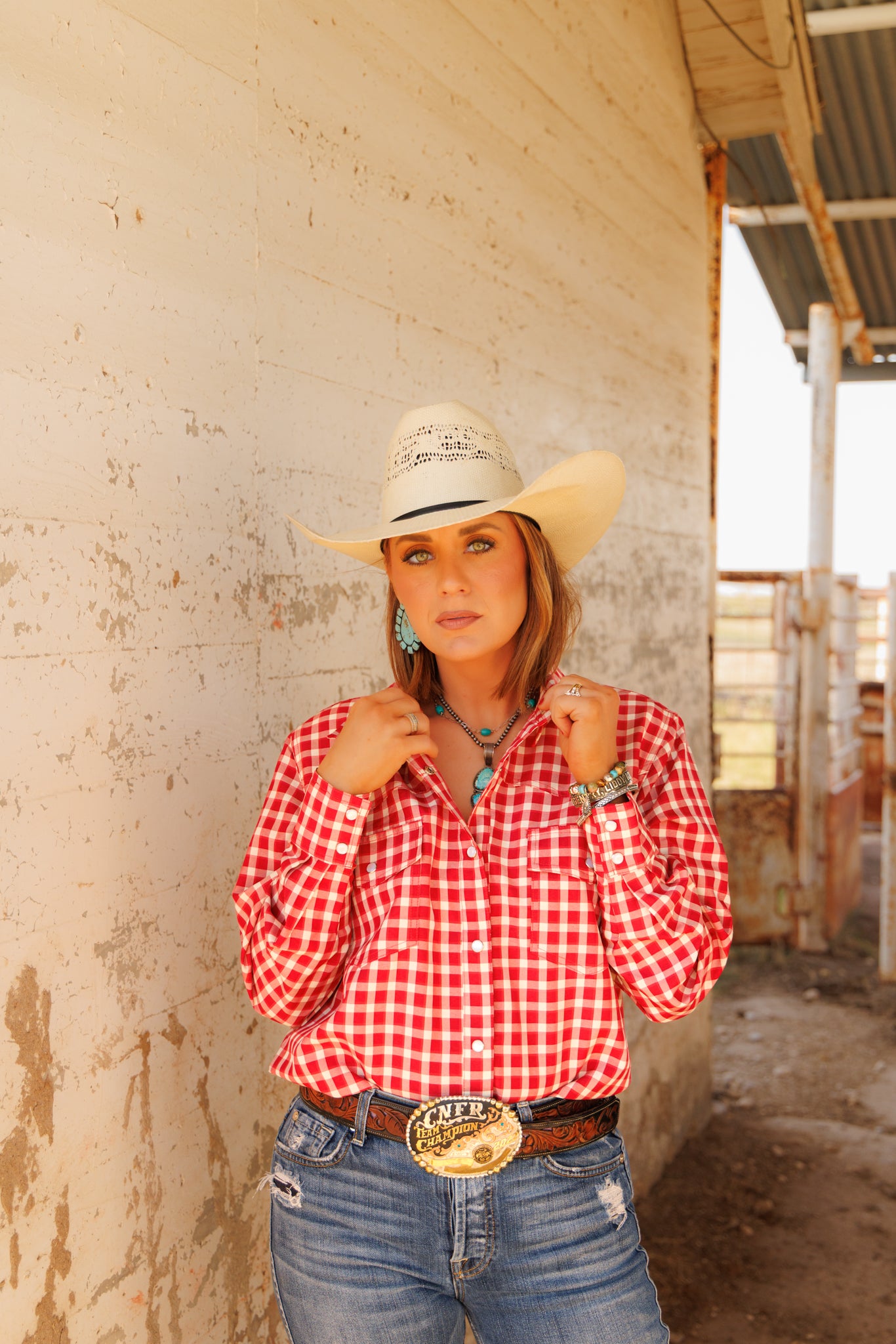 Pearl Snap, Red Gingham HH11 (Pack of 7)