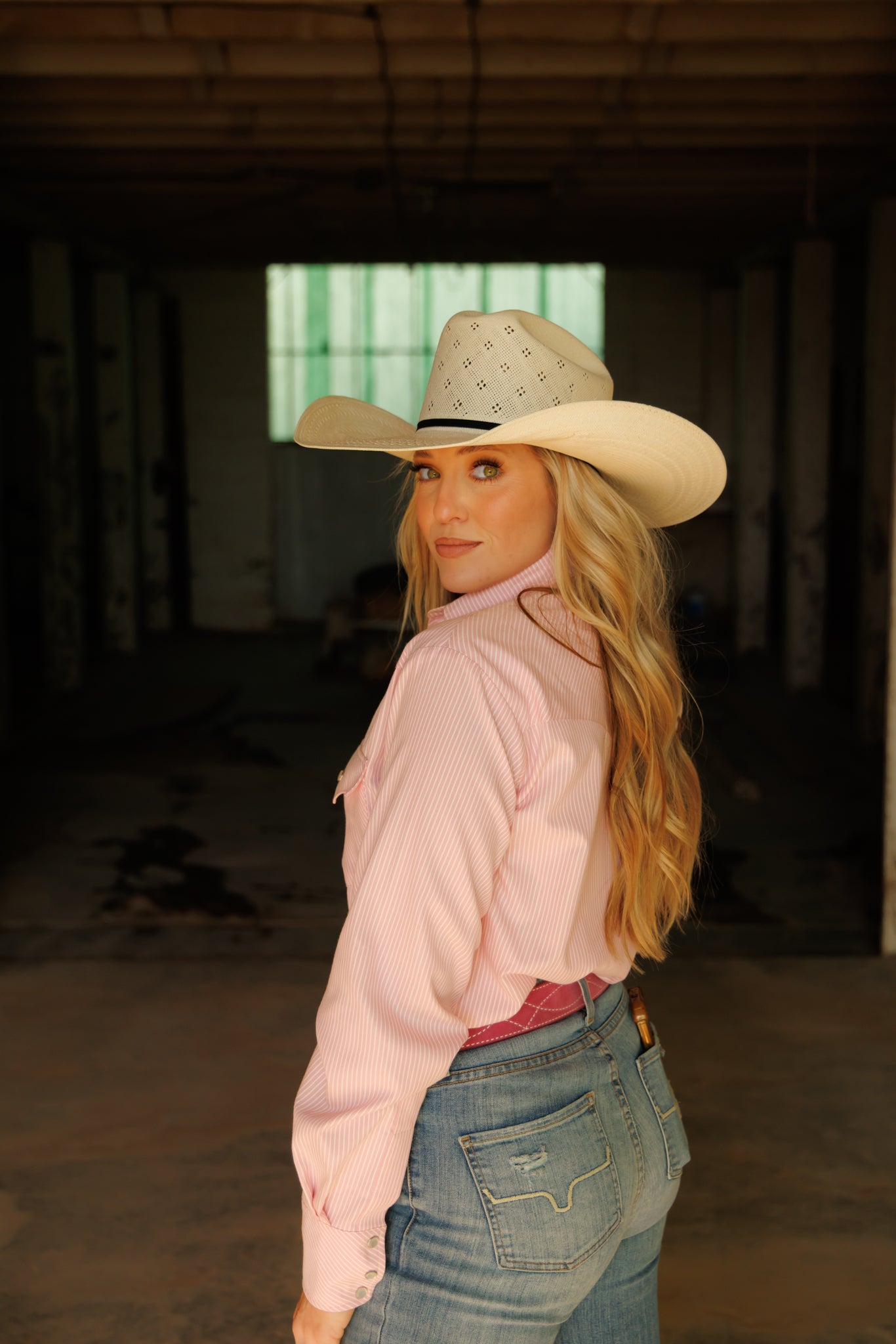 Pearl Snap, PInk Stripe LS HH19 (Pack OF 7)