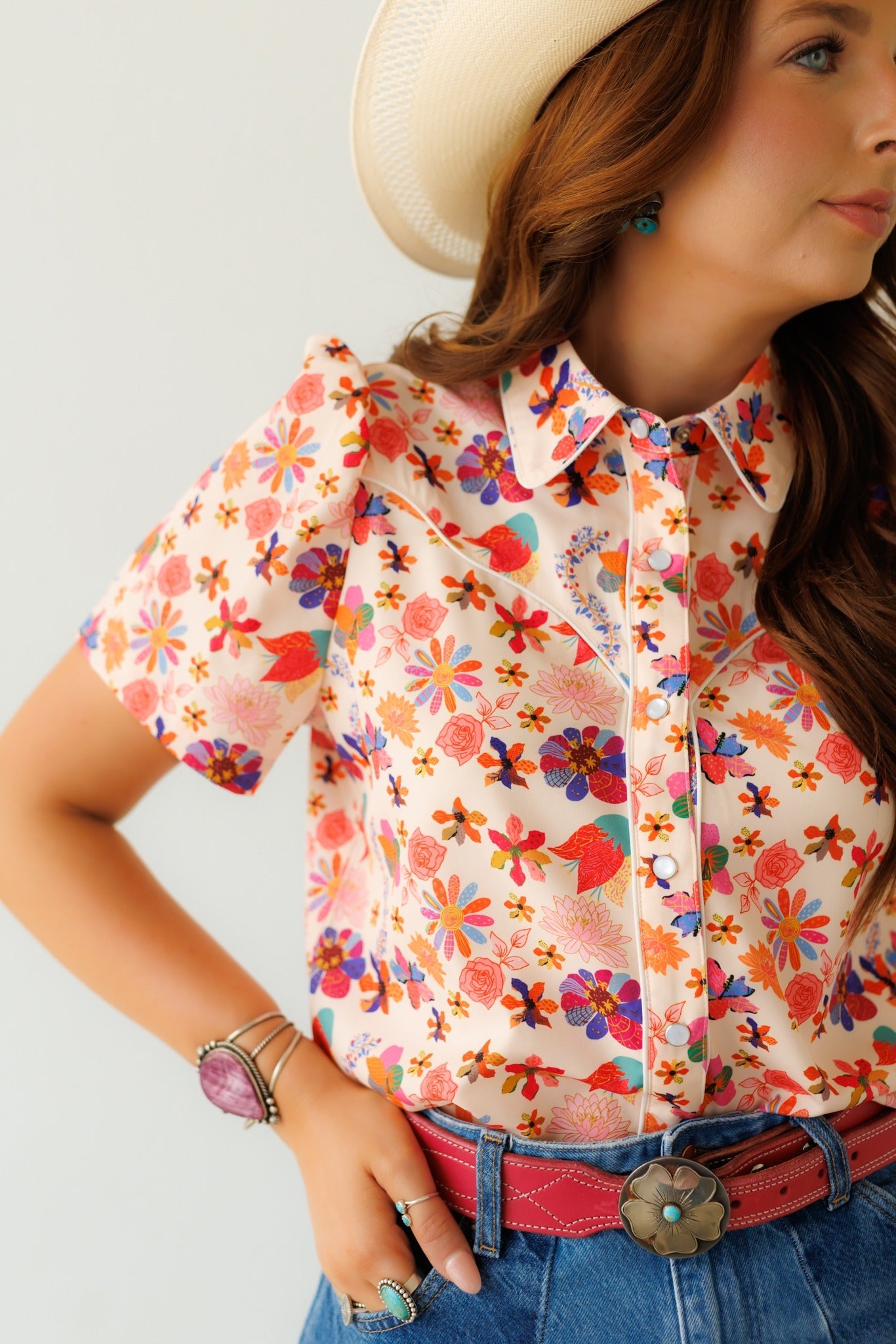 Pearl Snap, Vintage Floral SS HH2705(Pack)