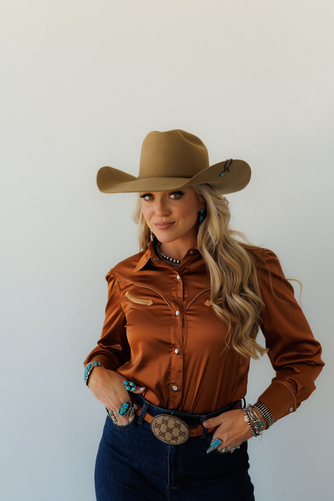 Pearl Snap, Copper/Champagne LS HH2708(Pack OF 7)