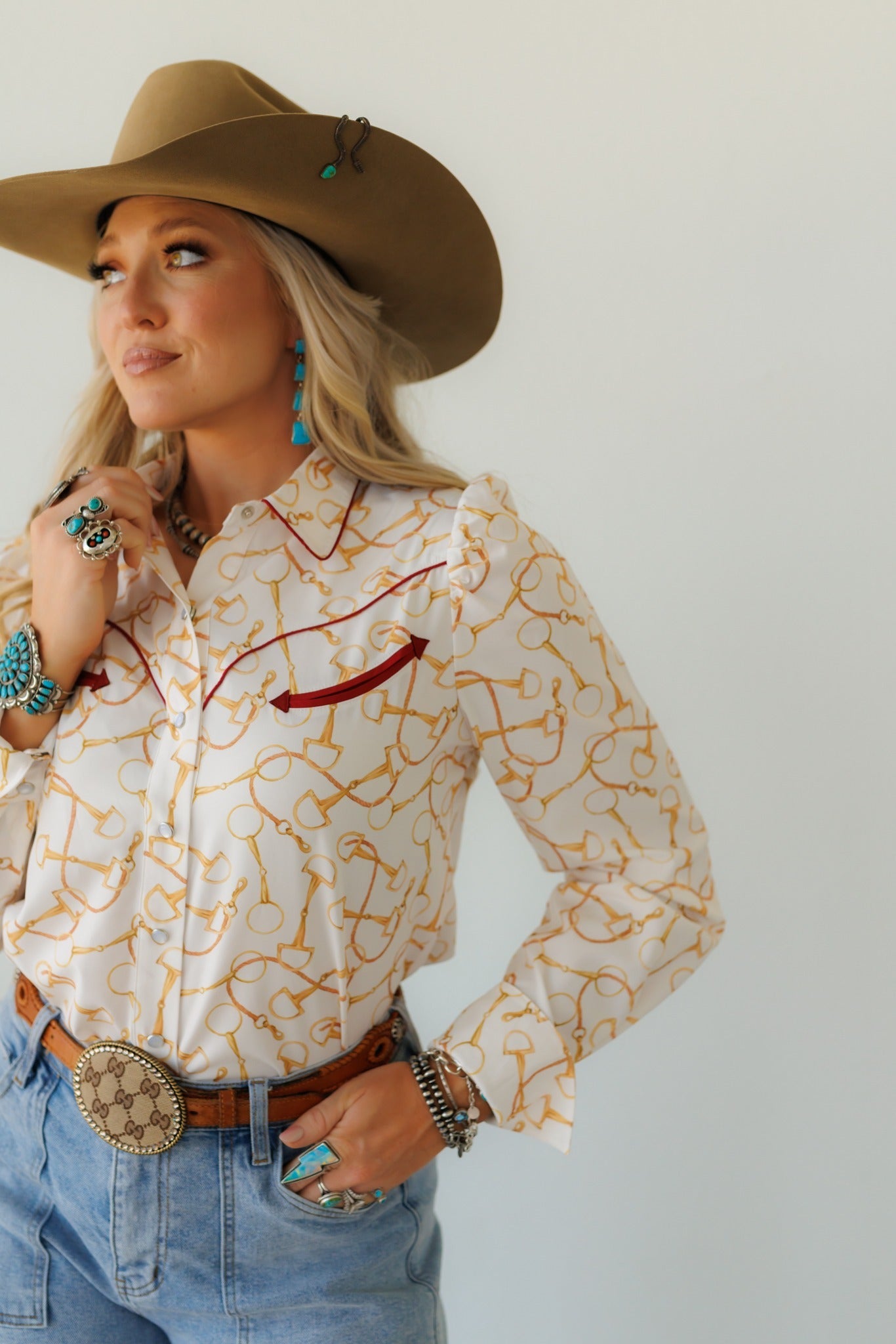 Pearl Snap, Equestrian Bit LS HH2708 (Pack OF 7)