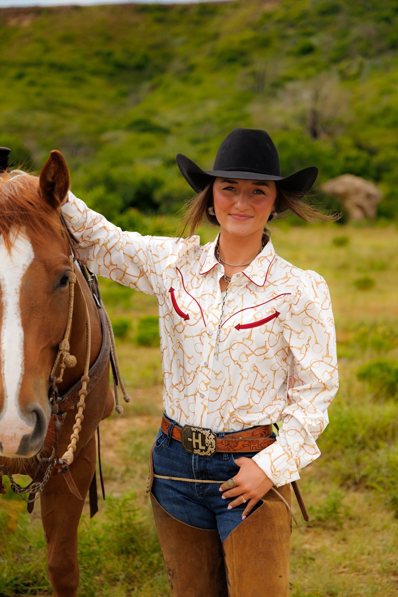 Pearl Snap, Equestrian Bit LS HH2708 (Pack OF 7)