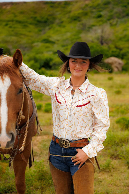 Pearl Snap, Equestrian Bit LS HH2708 (Pack OF 7)