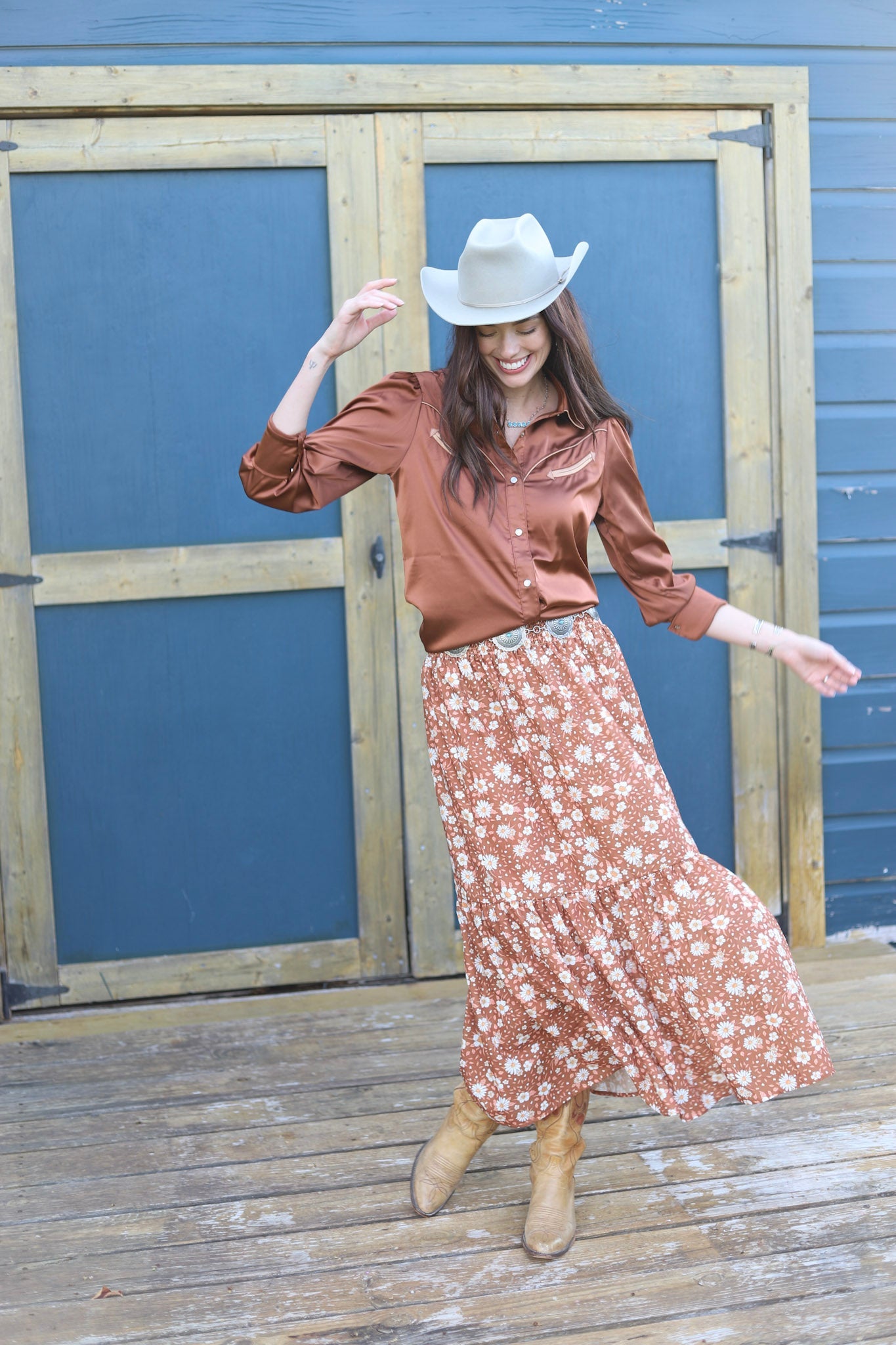 HH3004 DITSY DAISY SMOCKED SKIRT