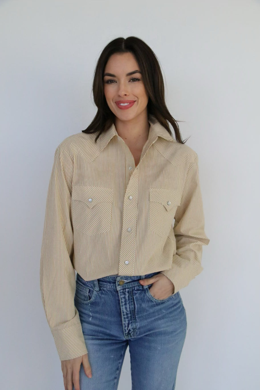 HH19 PAW PAW TAN STRIPE PEARL SNAP