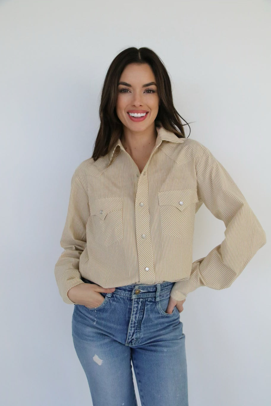 HH19 PAW PAW TAN STRIPE PEARL SNAP