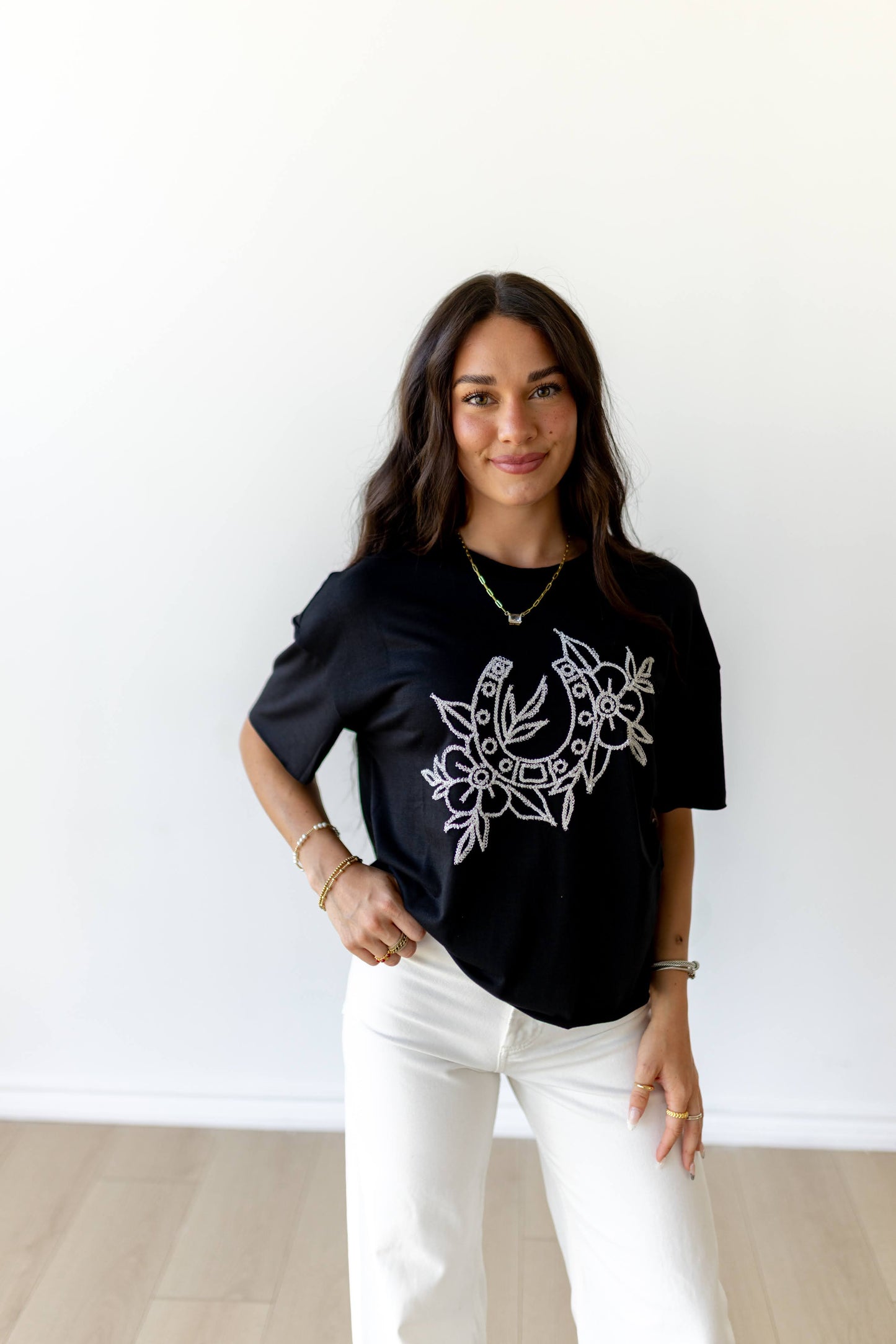 T-Shirt, Floral Horseshoe HH1412 (Pack of 7)