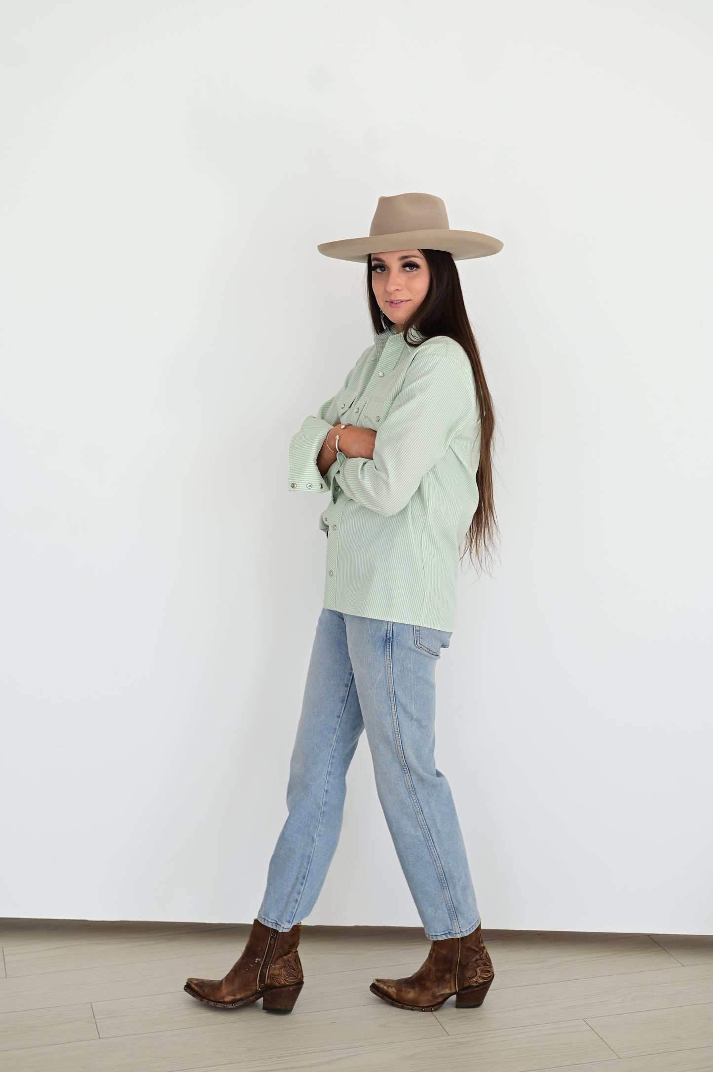 HH19 PAW PAW MINT STRIPE PEARL SNAP