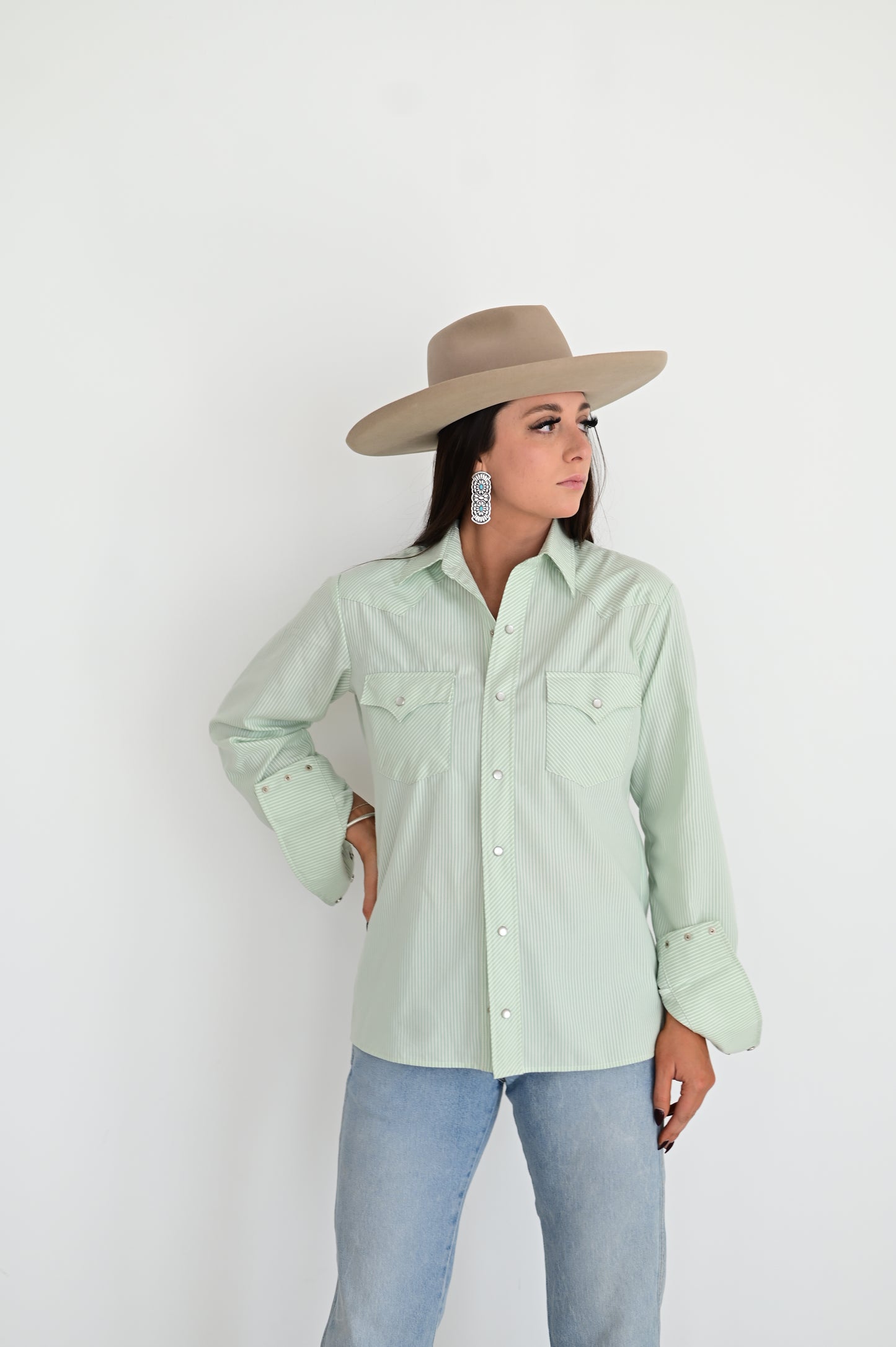 HH19 PAW PAW MINT STRIPE PEARL SNAP