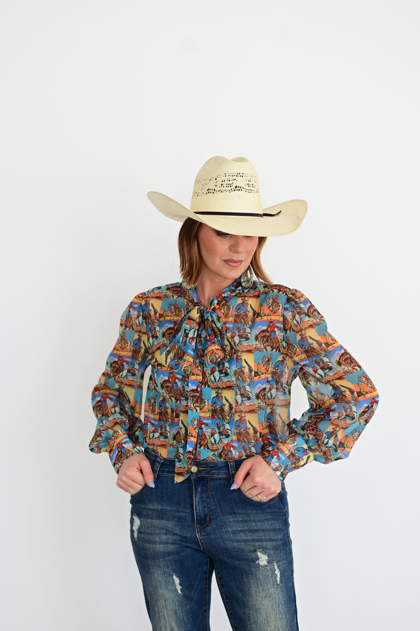 HH2712 VINTAGE POPART COWBOY CHIFFON