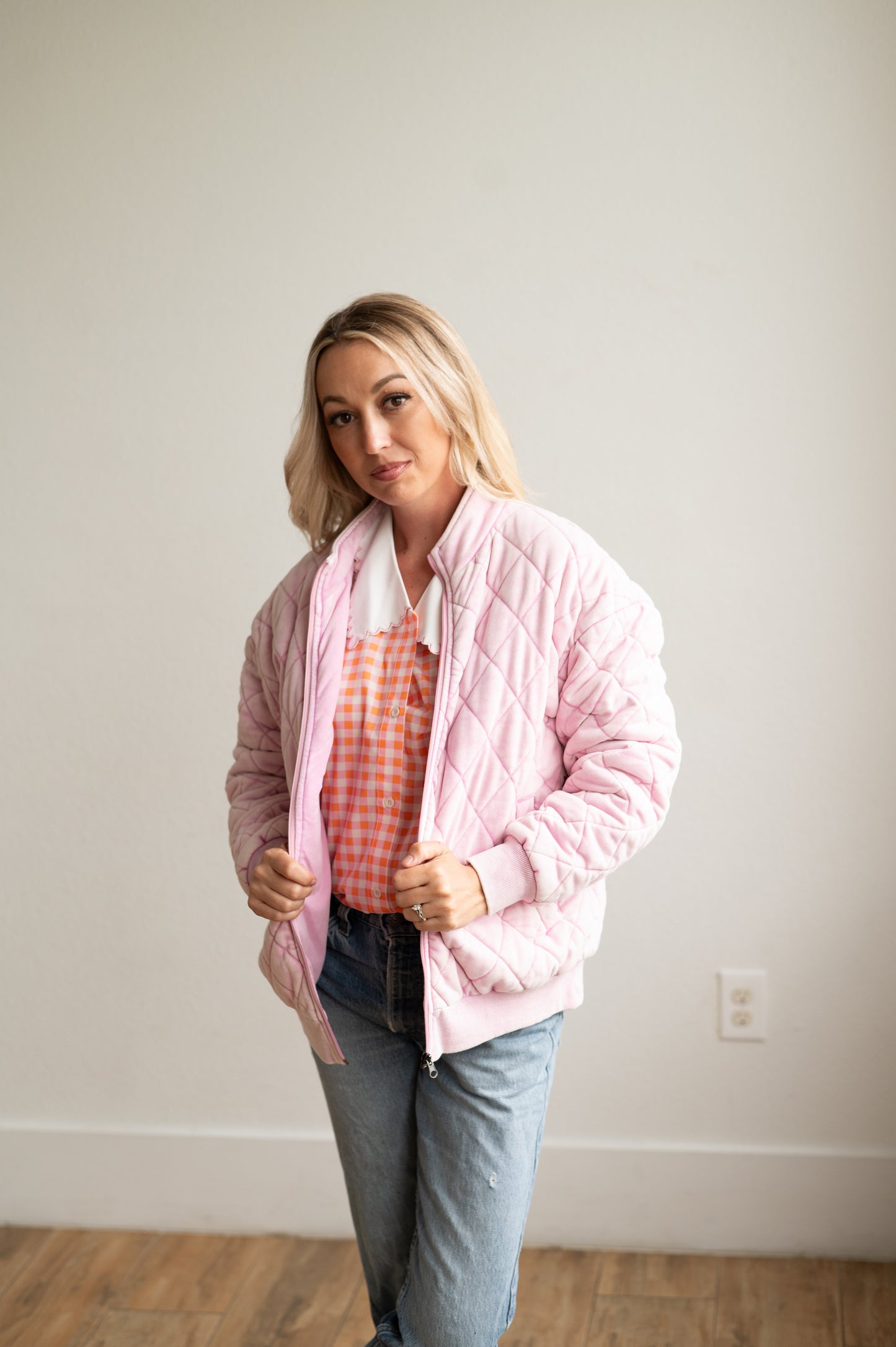HH1004 SOFT PINK QUILTED JACKET
