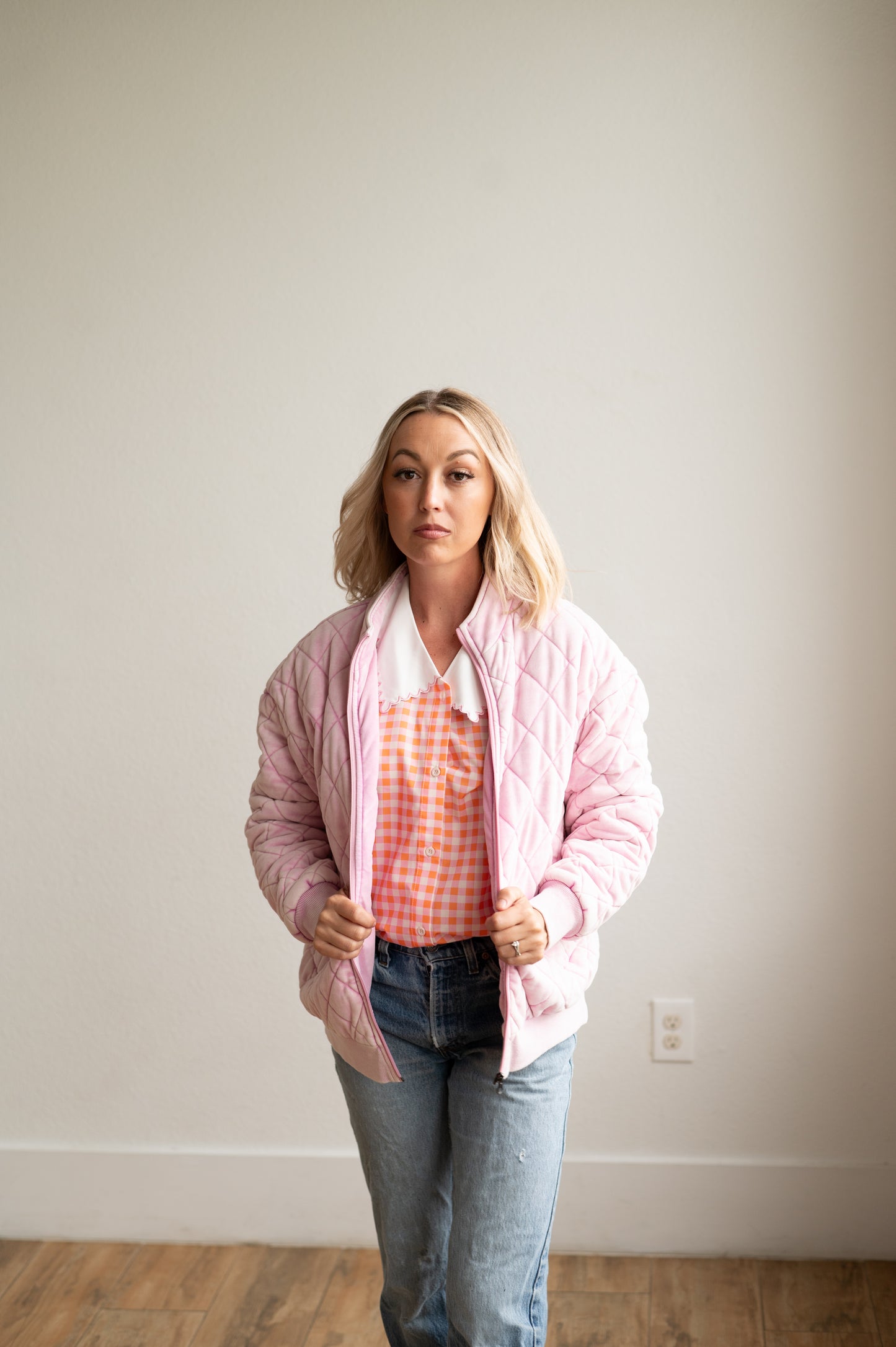 HH1004 SOFT PINK QUILTED JACKET