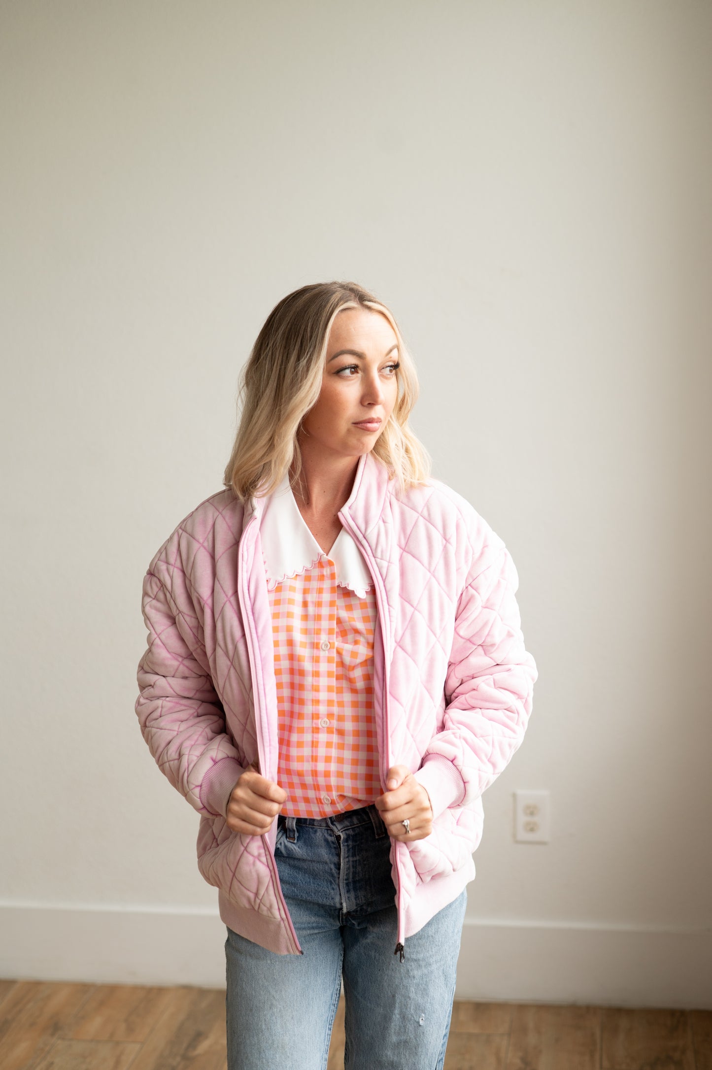 HH1004 SOFT PINK QUILTED JACKET