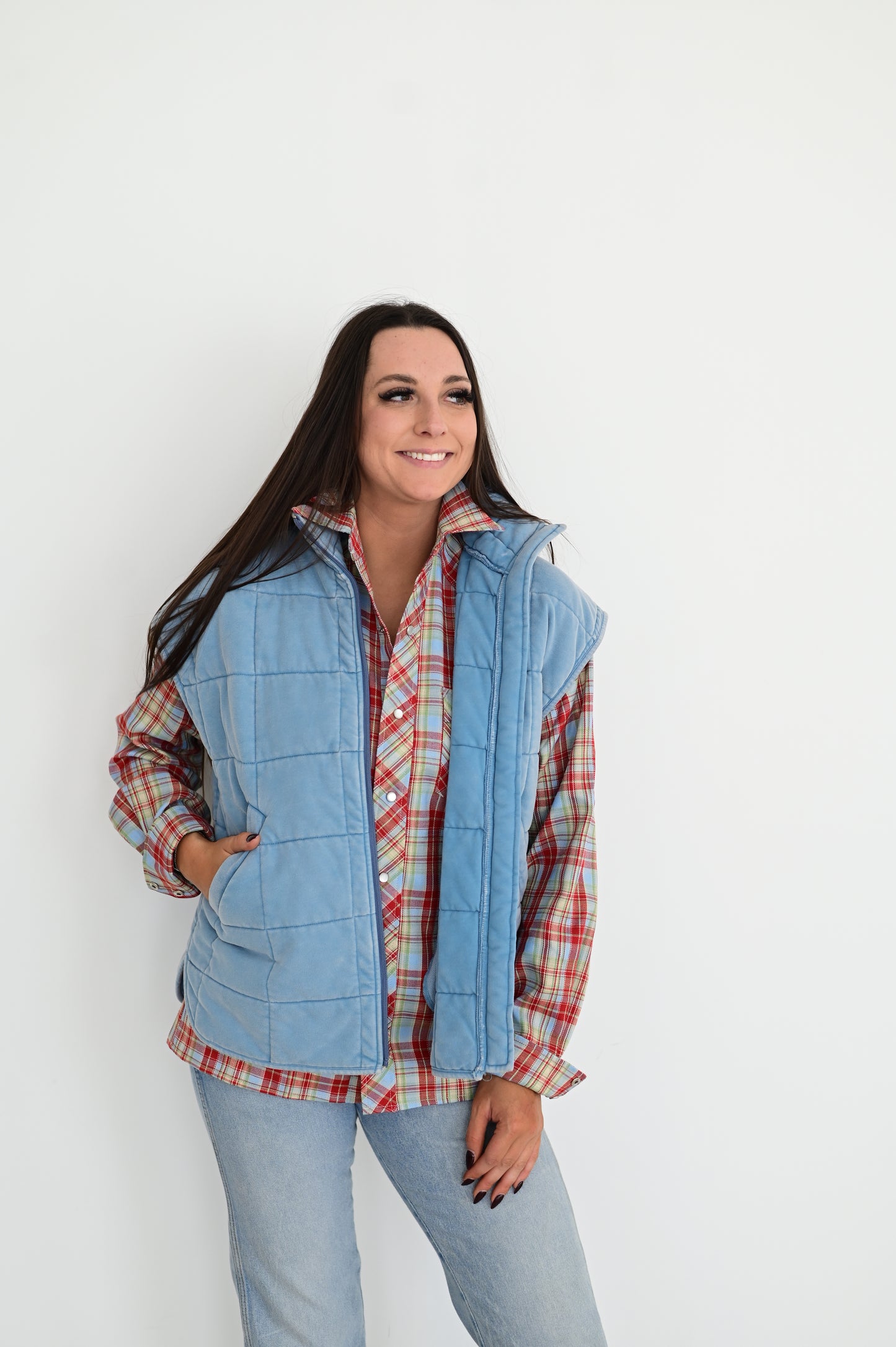 HH1169 CHAMBRAY QUILTED VEST