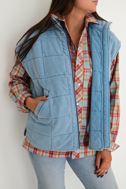 HH1169 CHAMBRAY QUILTED VEST